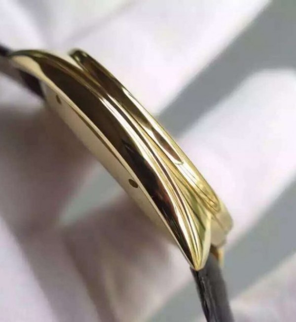 Replica Cartier Cle de Cartier YG White Textured Dial Leather Strap MIYOTA9015 - Top club