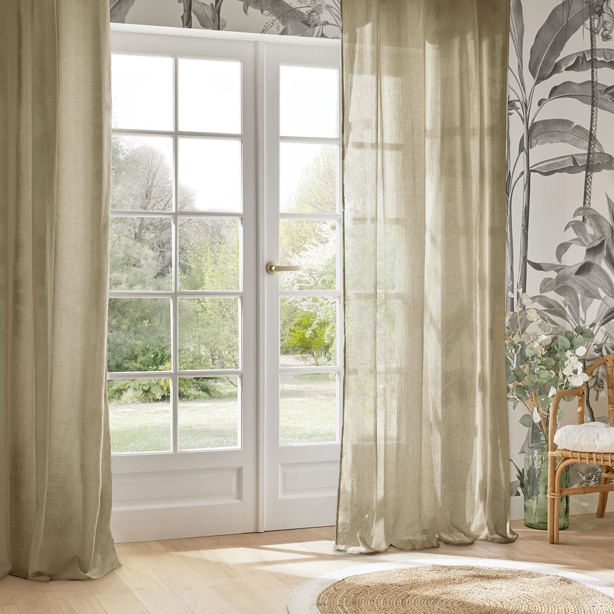 Sheer Curtain "Paxta" Beige, 135x240 cm