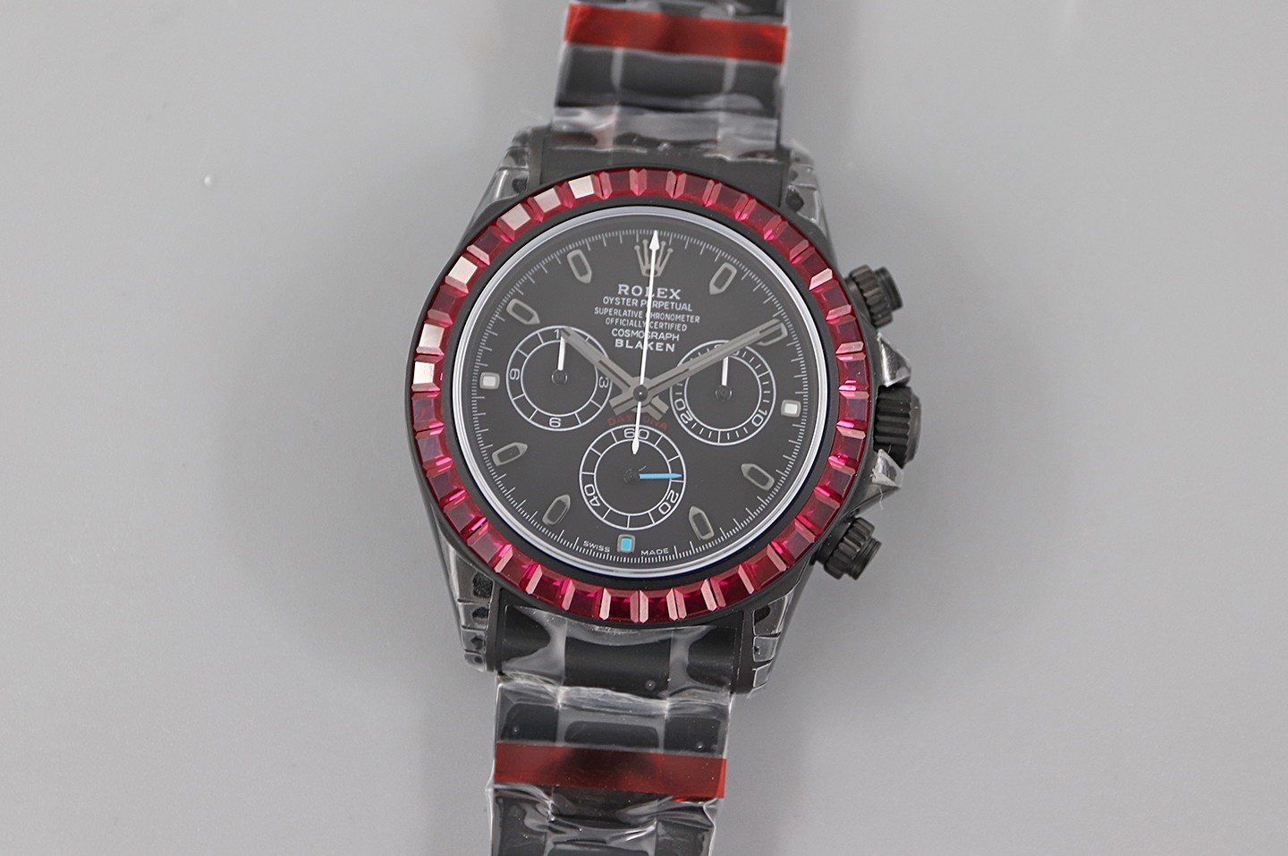 Rolex Daytona Ice Blue Di-Ruby Diamond Conversion-Black(1:1 replica) - Elite Watch Atelier