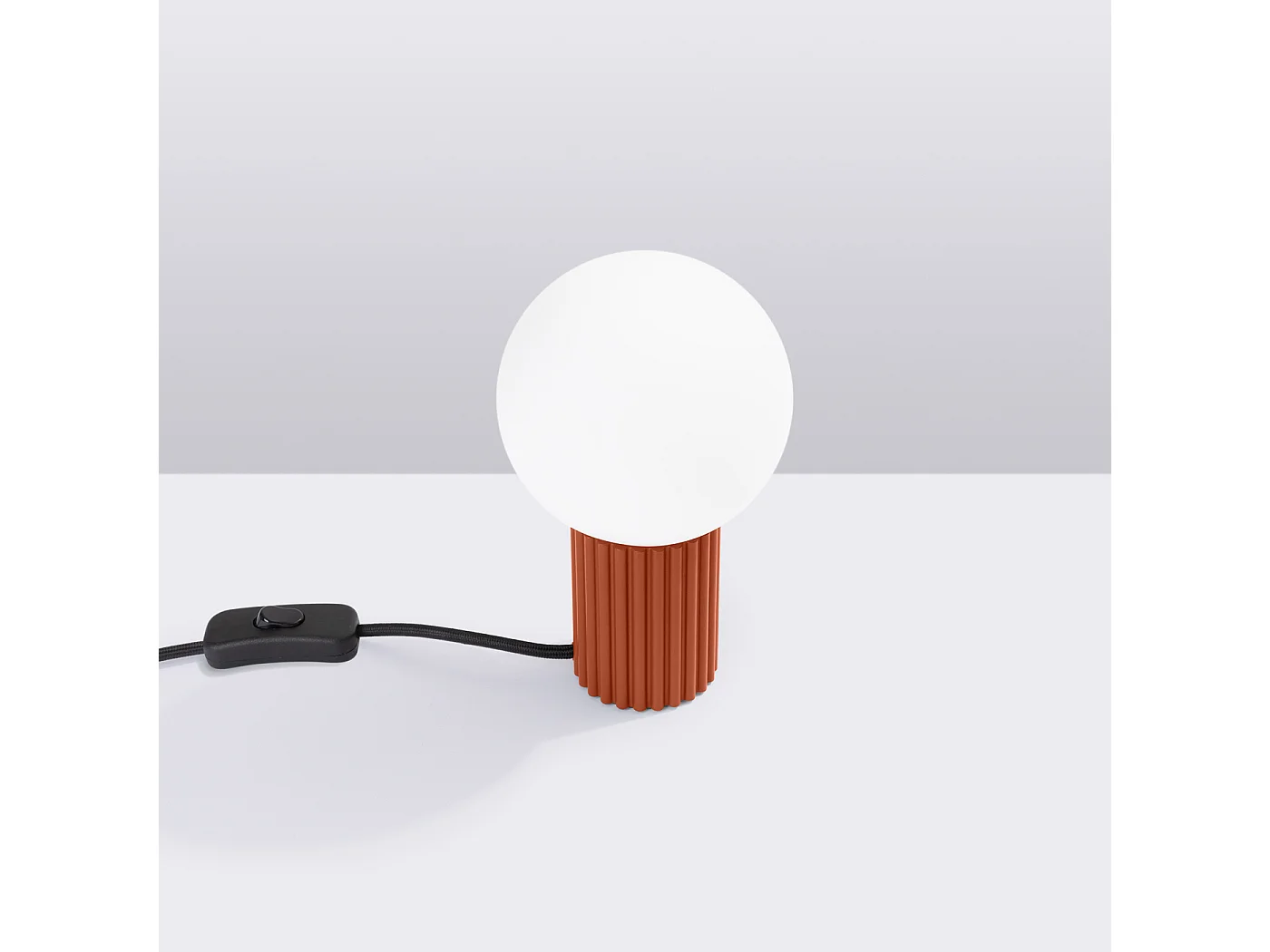 Lampe De Bureau Halo Moderne En Aluminium/Verre - 1 Sources Lumineuses - L.12 X H.19 Cm - Ocre Rouge