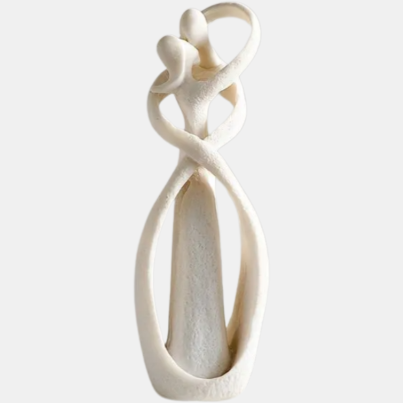 Moderne Abstracte Liefdessculptuur in Neutrale Kleuren – Tijdloos Kunstwerk voor Interieurdecoratie, 20x10x8 cm