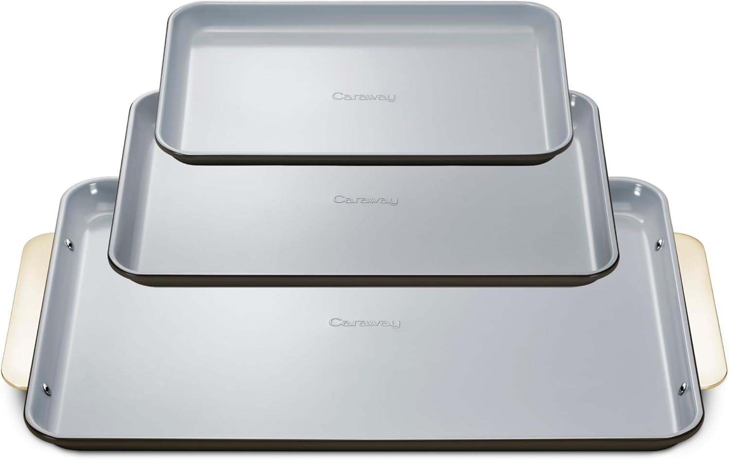 Caraway Non-Stick Ceramic Baking Sheet Trio - Naturally Slick Ceramic Coating - Non-Toxic, PTFE & PFOA Free - 18 x 13 Large, 15 x 10 Medium, & 9