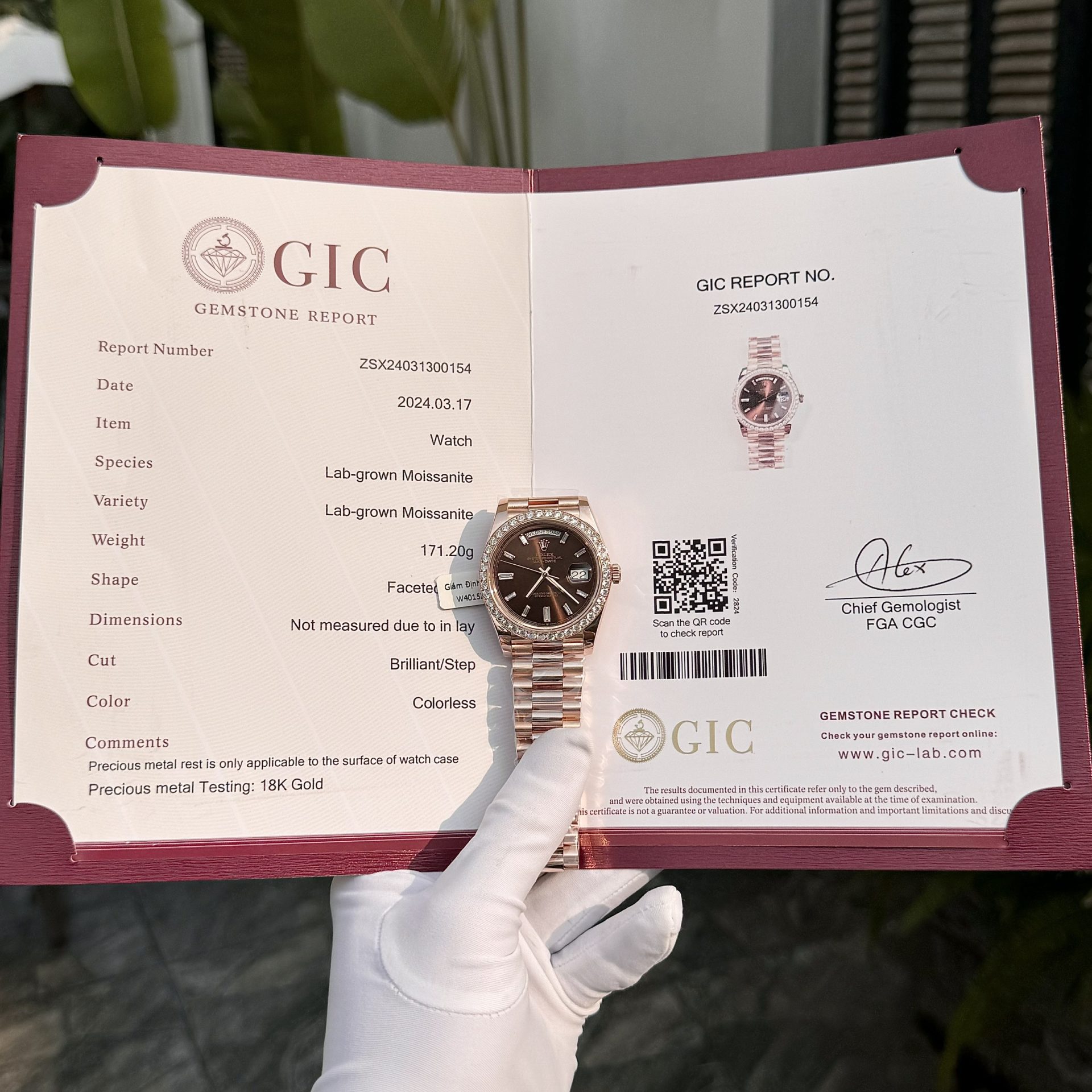 Rolex Replica Watch Day-Date Custom Gold Wrapped Moissanite Diamonds Dial Chocolate GM Factory 40mm - Top club