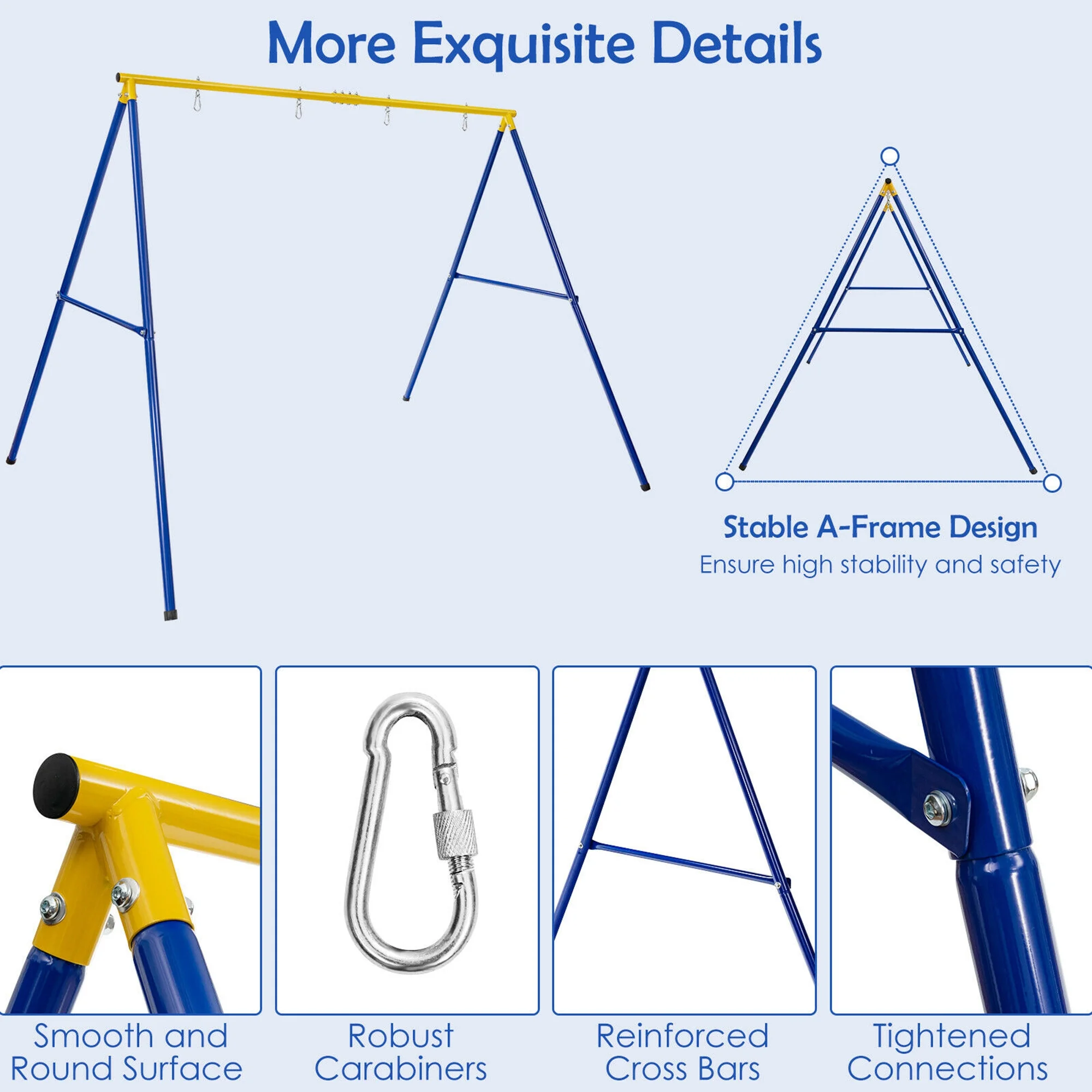 Gymax 660 LBS Heavy-Duty Metal Swing Frame Extra Large Swing Stand for Kids and Adults - Image 8
