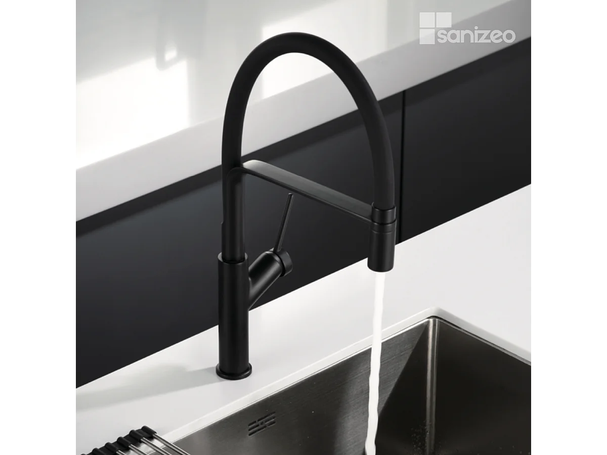 Mitigeur Évier Cuisine avec douchette extractible noir mat - Design moderne – SENA IMEX