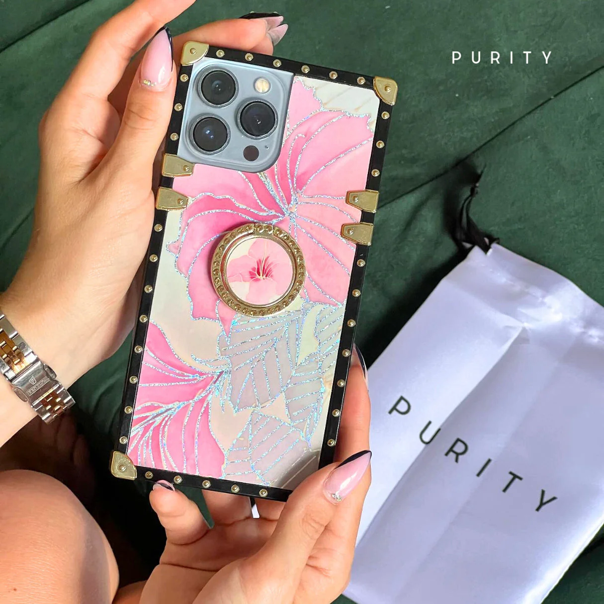 Samsung Case with Ring Pink Hibiscus - Wholesale & Influencer