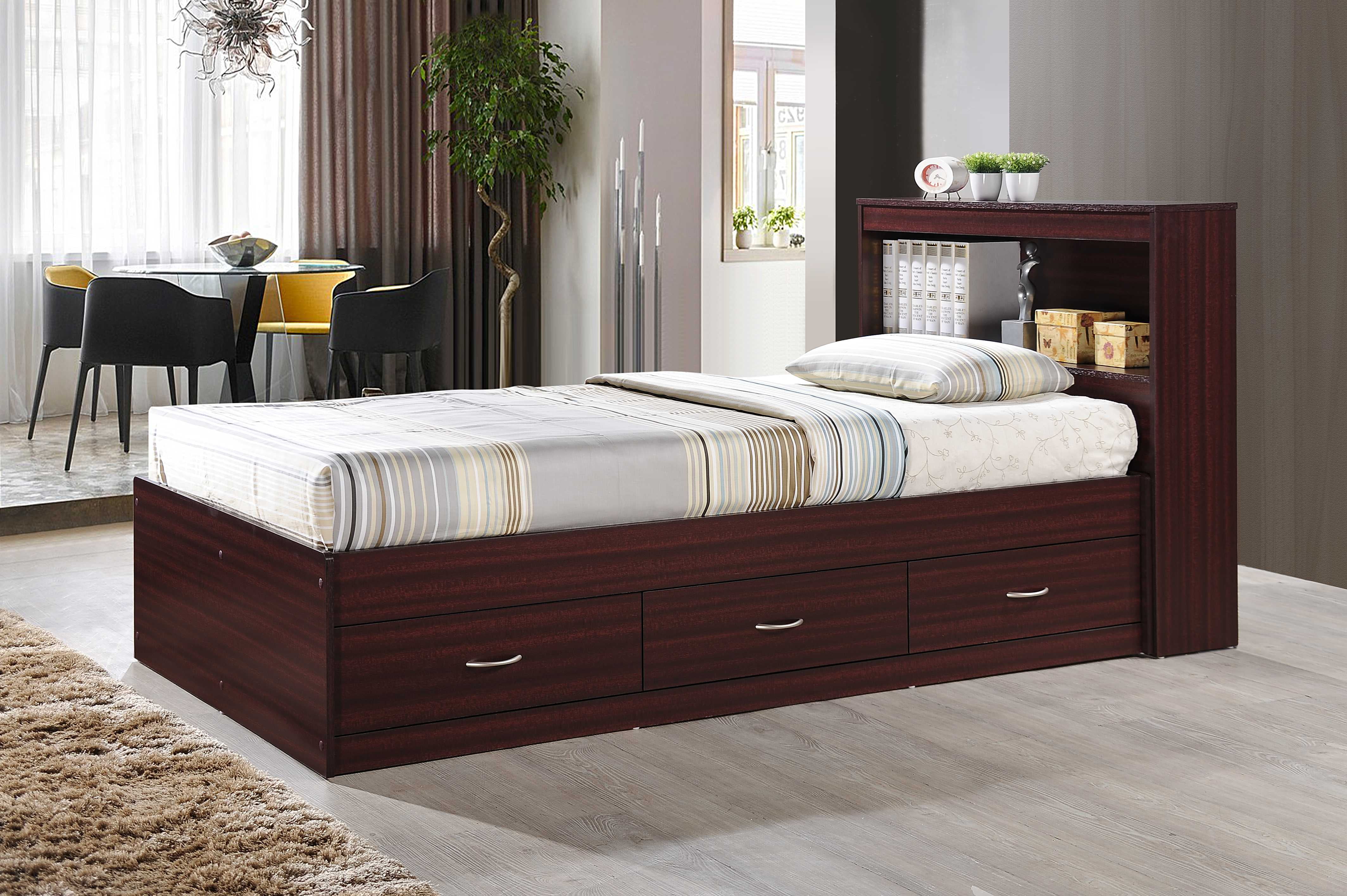 Hodedah Twin-Size Captain Bed with 3-Drawers and Headboard in White - Image 55