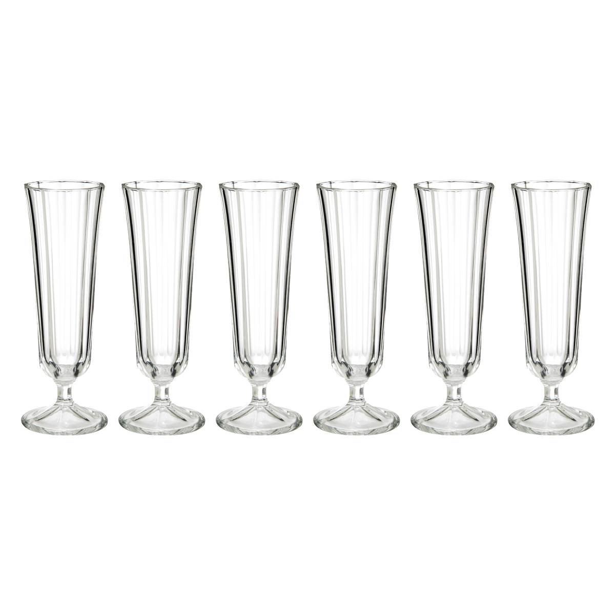 Set of 6 champagne flutes "Julia" 130 ml, Transparent