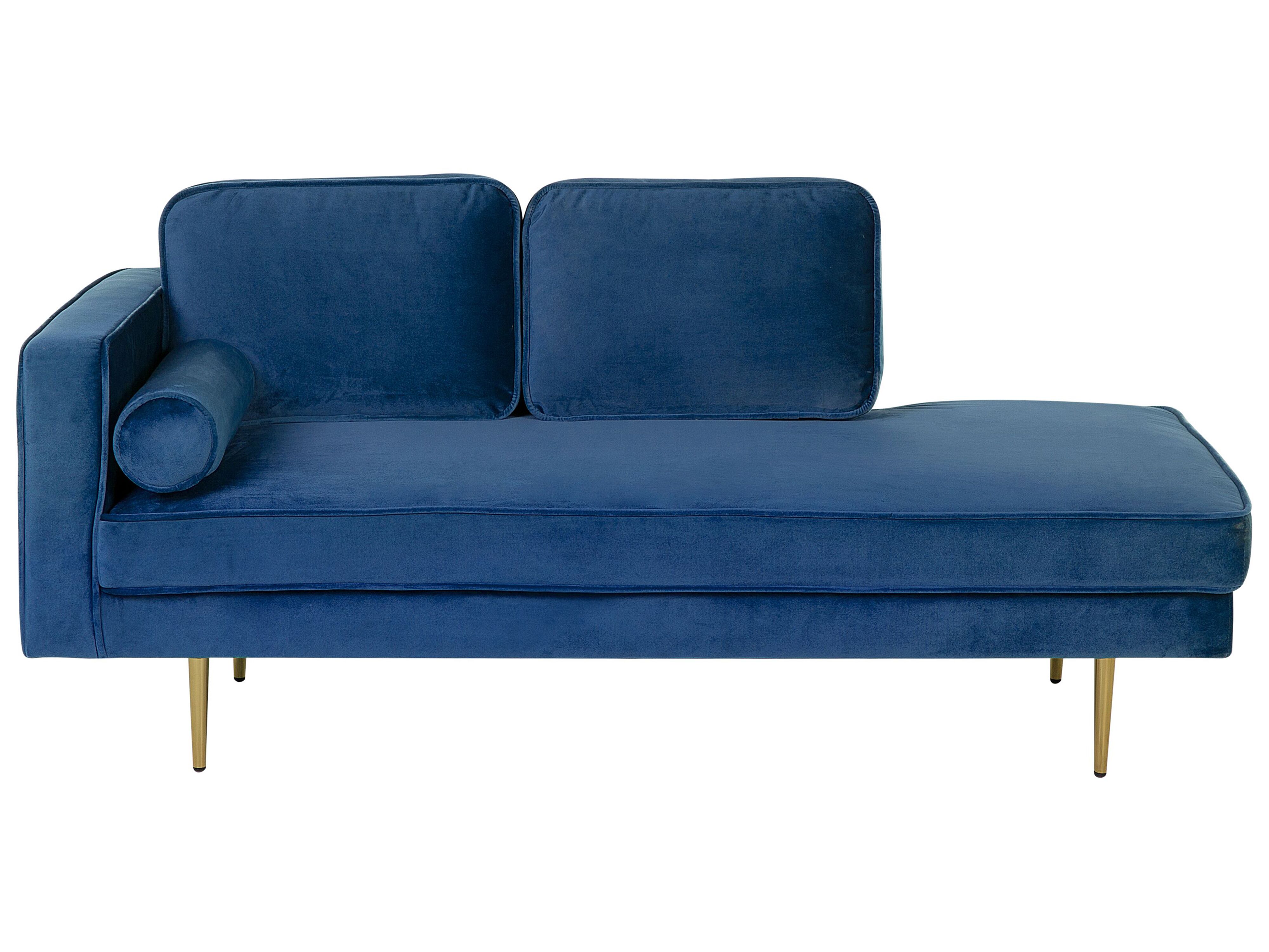 Left-Hand Chaise Lounge MIRAMAS Velvet Navy Blue