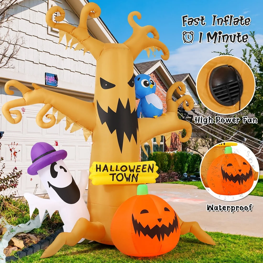 GOOSH Halloween Inflatables 8 FT Halloween Inflatable tree with Ghost Pumpkin and Owl, Halloween Dead Tree Decorations Scary Halloween Decorations with Built-in Lights for Halloween/Holiday/Party - Image 5 GOOSH Halloween Inflatables 8 FT Halloween Inflatable tree with Ghost Pumpkin and Owl, Halloween Dead Tree Decorations Scary Halloween Decorations with Built-in Lights for Halloween/Holiday/Party - Image 5