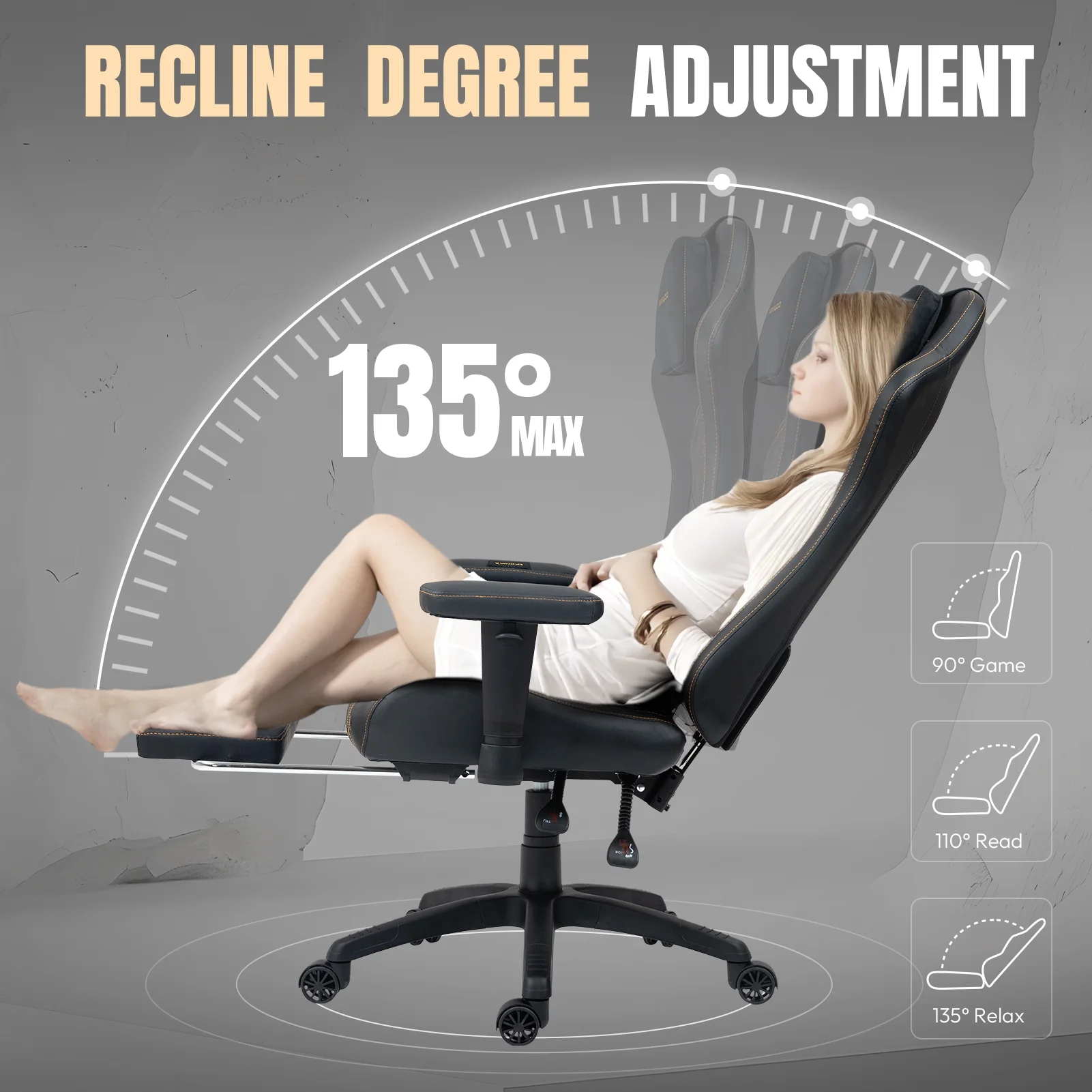 Dowinx Heated Massage Gaming Chair - Ergonomic Recliner with Pocket Spring Cushion, Adjustable Armrests & Footrest, Black-White - Image 27