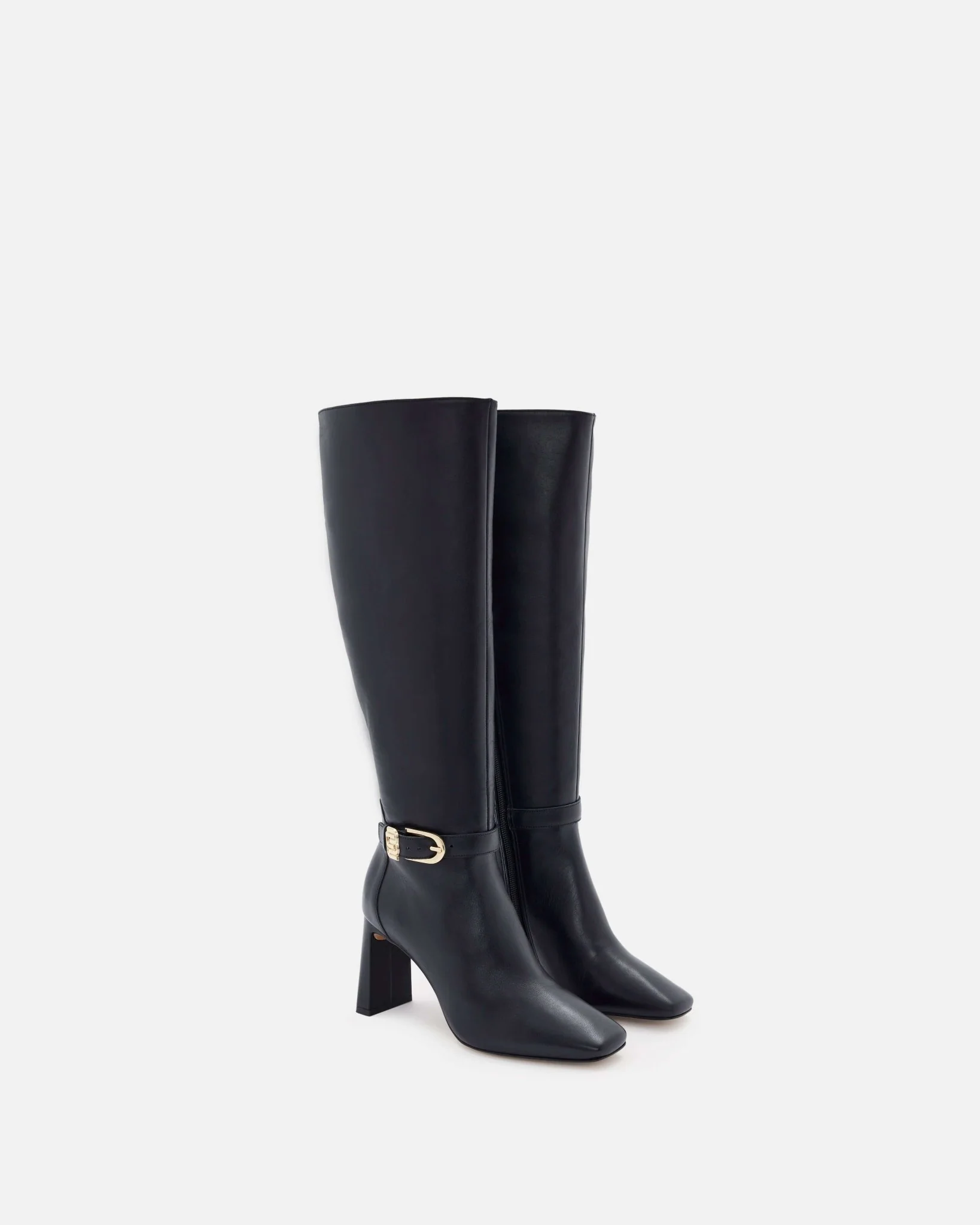 BOTTES KITENIA - En cuir à talons noir