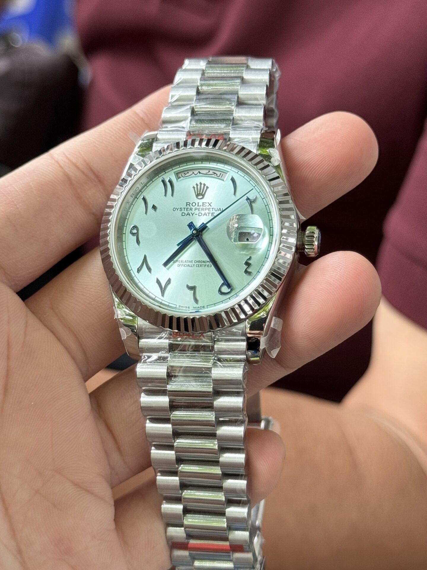 Rolex Day-Date Replica Watch Blue Dial Arabic Markers GM V2 40mm - Elite Watch Atelier