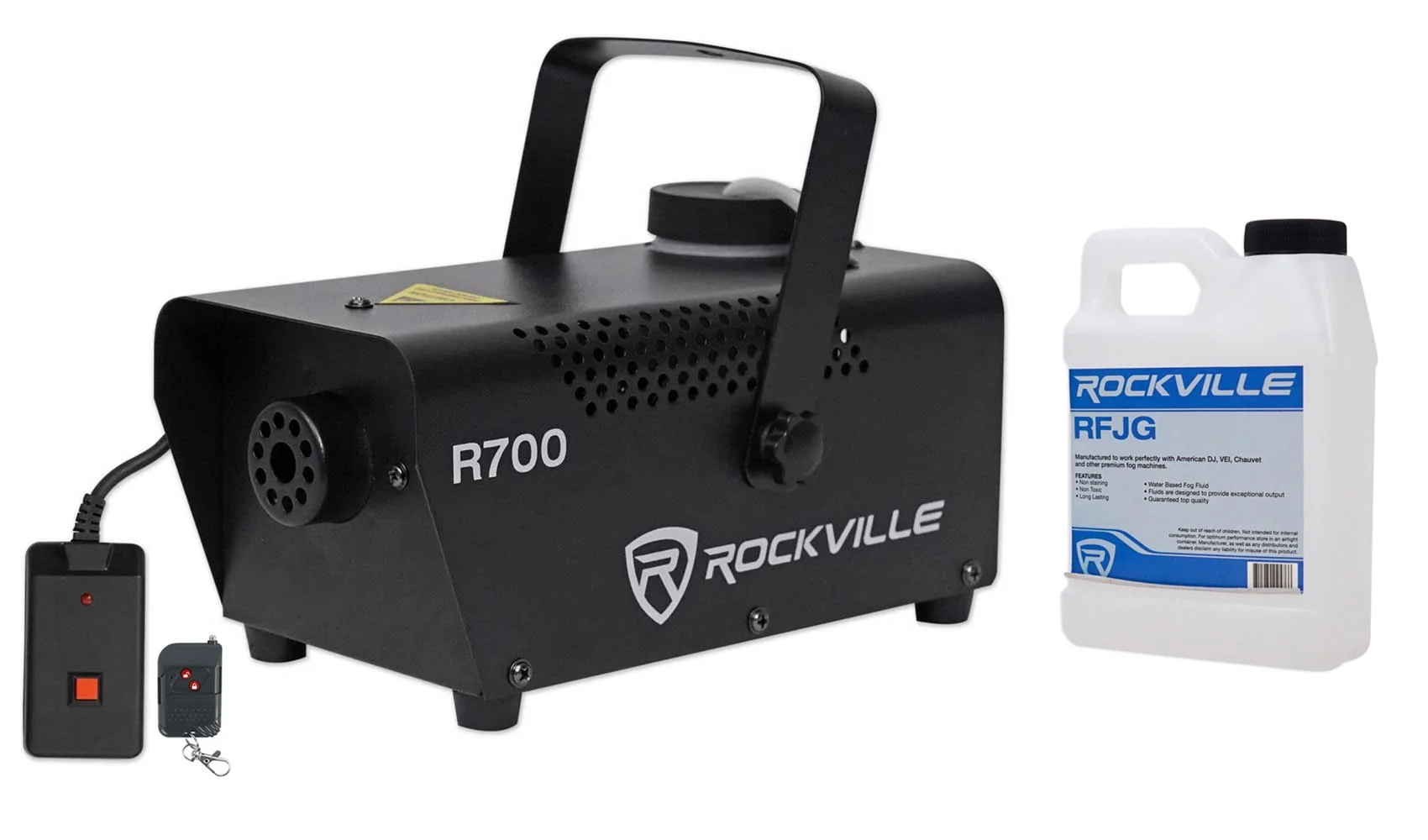 Rockville R700 440W Water-Based Fog Machine, 3000 CFM Output, Wired and Wireless Timer Remotes, for Haunted Houses and Events Rockville R700 440W Water-Based Fog Machine, 3000 CFM Output, Wired and Wireless Timer Remotes, for Haunted Houses and Events