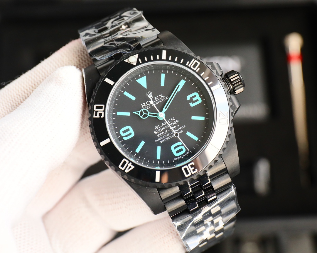 Rolex Dark Legend Submariner - DLC Black Finish - 40MM - Cyan(1:1 replica) - Elite Watch Atelier