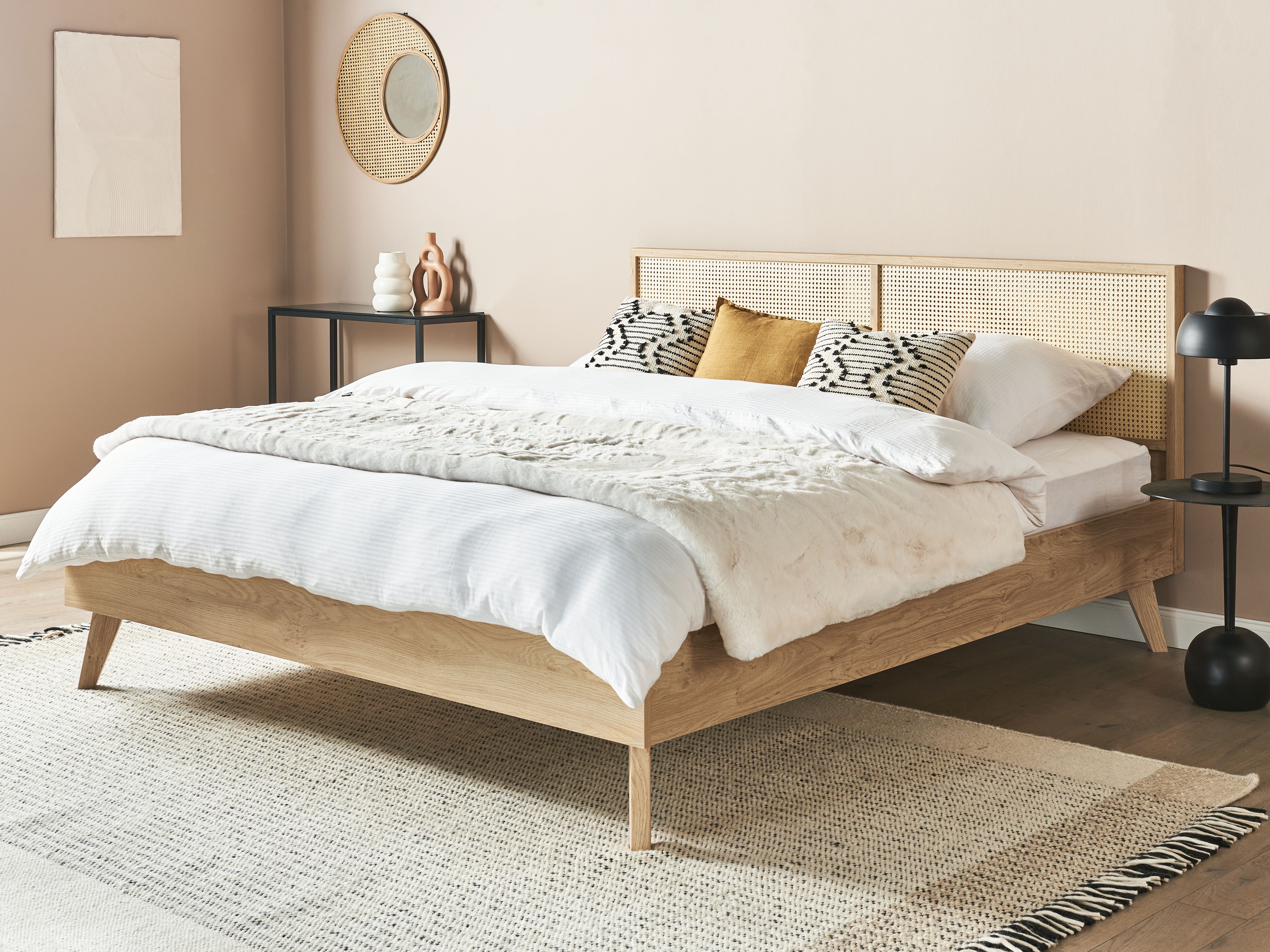 Bed Rattan MONPAZIER 180 x 200 cm (EU Super King) Light Brown