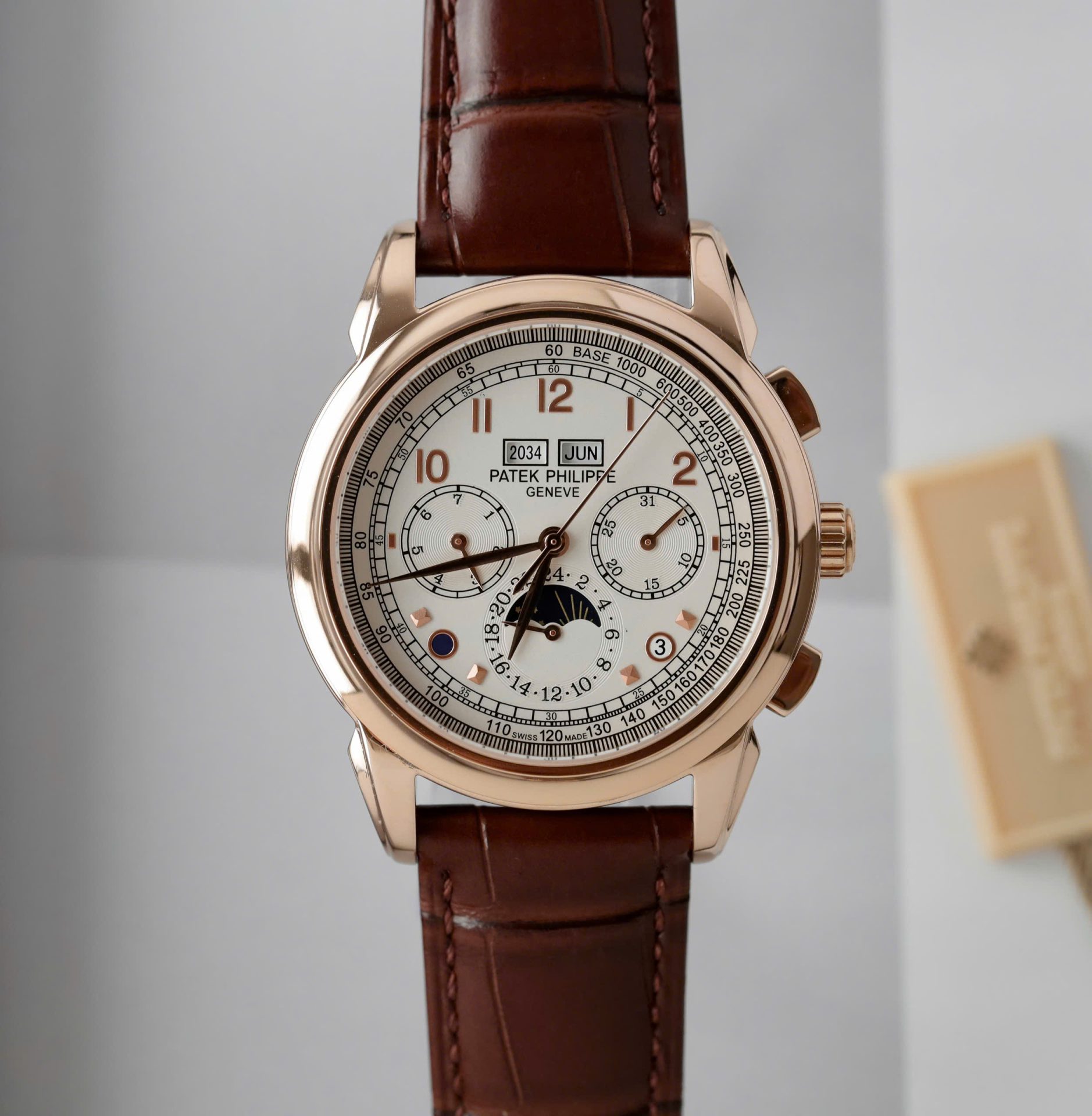 Patek Philippe Fake Watch Perpetal Calendar 5270 White Dial Leather Strap 41mm - Elite Watch Atelier