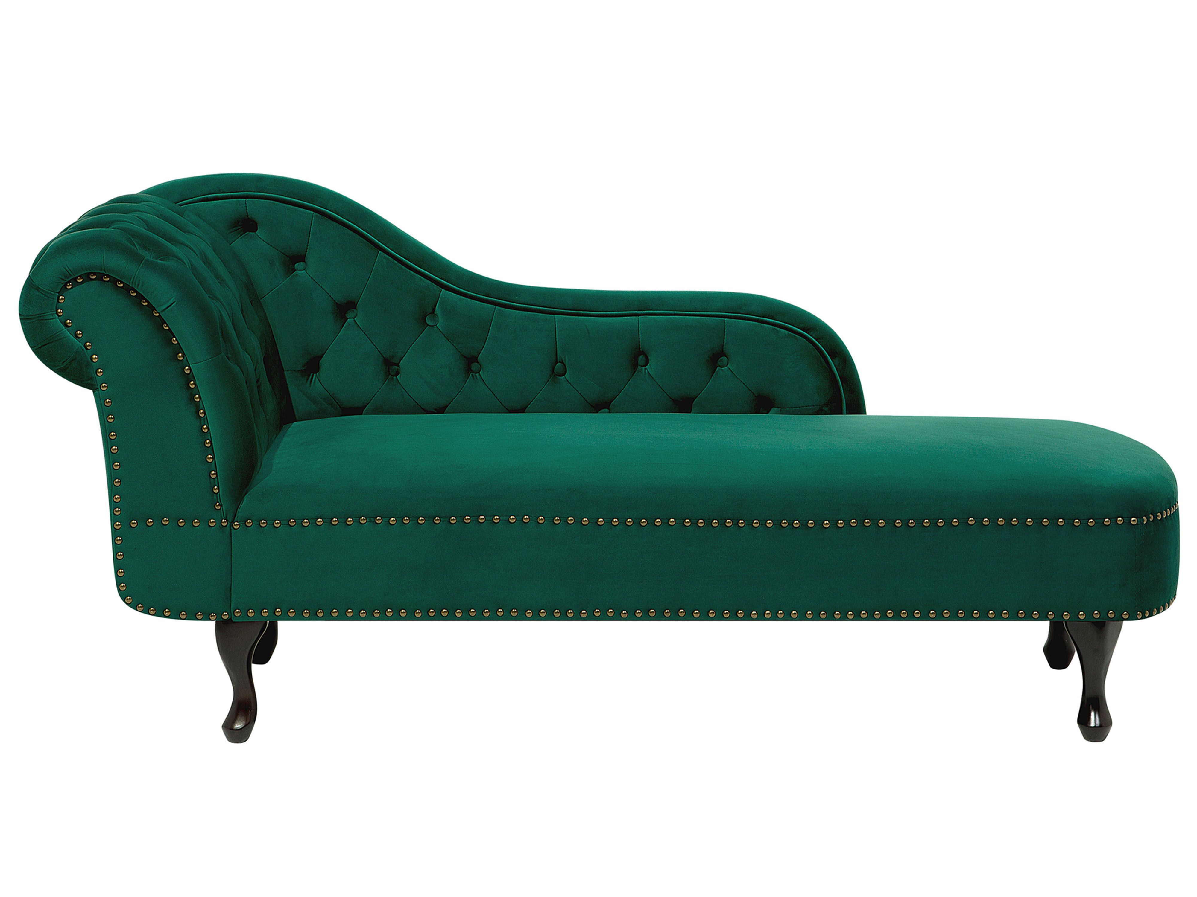 Left-Hand Chaise Lounge NIMES Velvet Dark Green