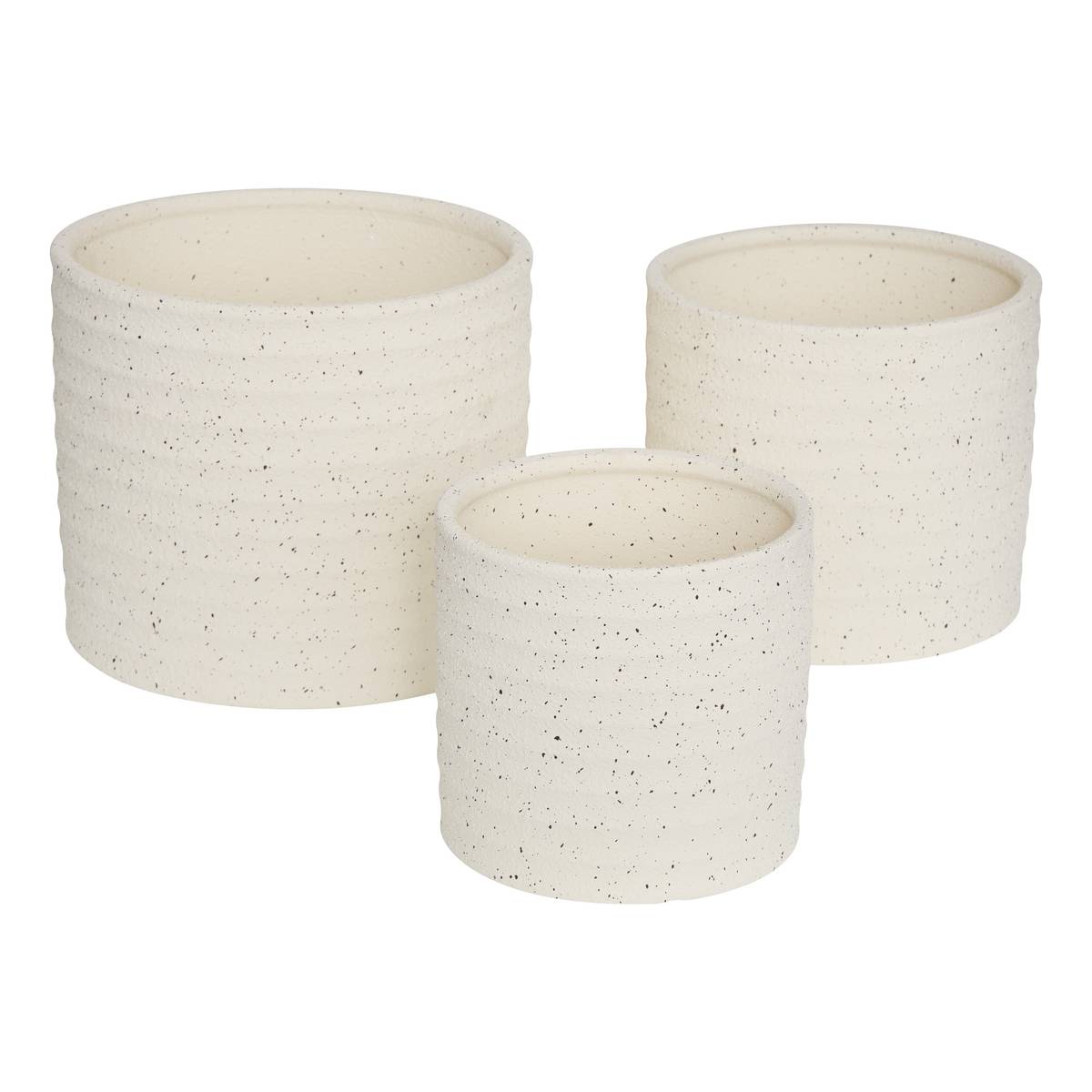Set of 3 plant pots "Elly" White stoneware, D.17.5/21.5/25 cm