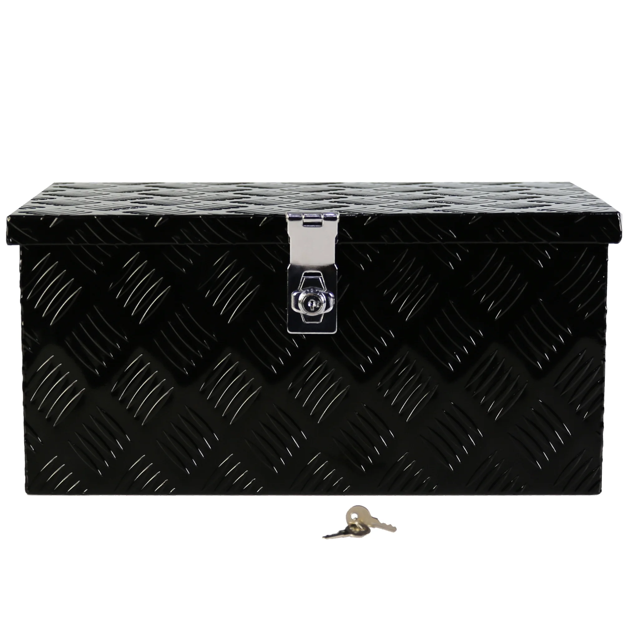 20'' Metal Truck Tool Box, Aluminum Tool Box Storage Organizer for Truck Bed Trailer Pickup ATV, Lockable Tools Underbody Organizer W/Side Handle, Black Anti-collision Design