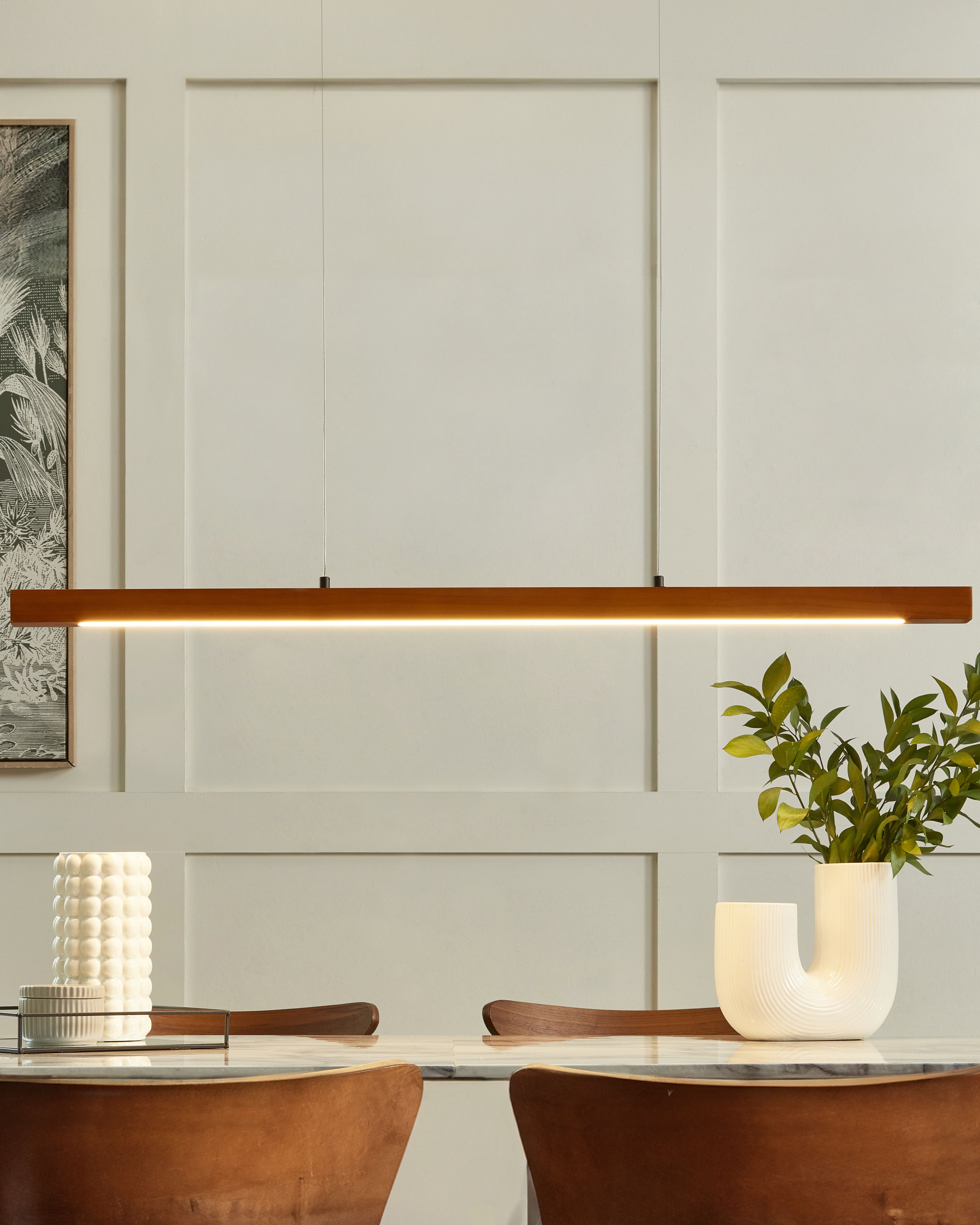 LED Pendant Lamp STEWARTS Oak Wood Dark Brown