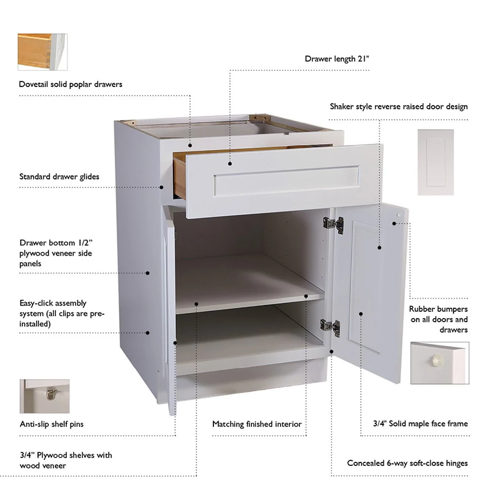 Design House 561621 Brookings Unassembled Shaker Wall Kitchen Cabinet 30x12x12, White - Image 5
