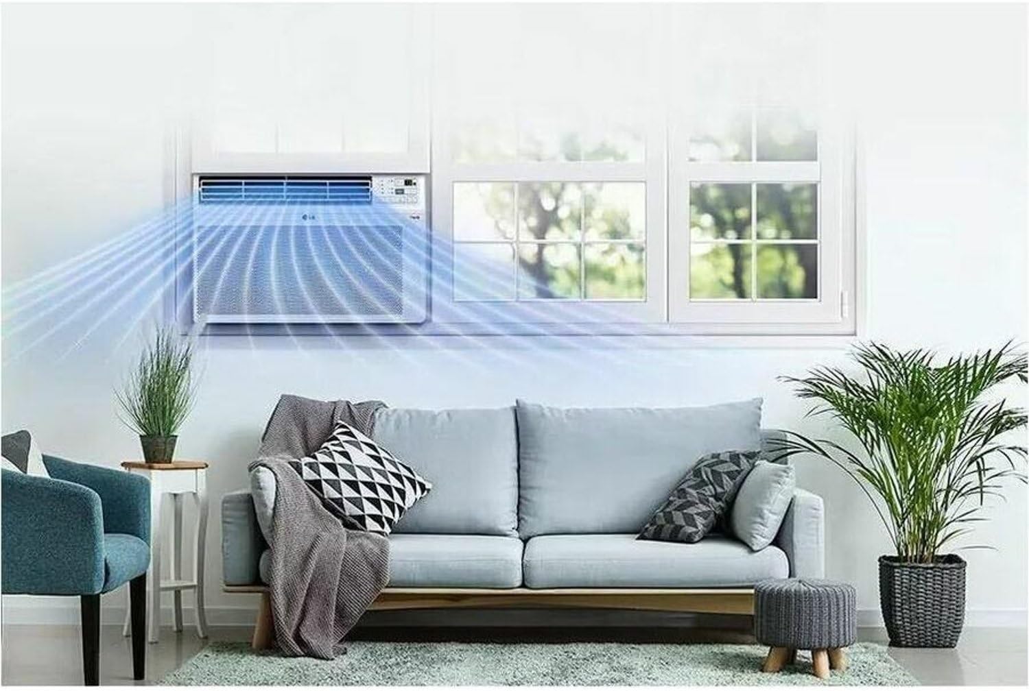 LG 10000 BTU Window Air Conditioners [2023] Remote Control WiFi App Ultra-Quiet Washable Filter Cools 450Sq.Ft for Medium & Large Room AC Unit air conditioner Easy Install White LW1017ERSM1