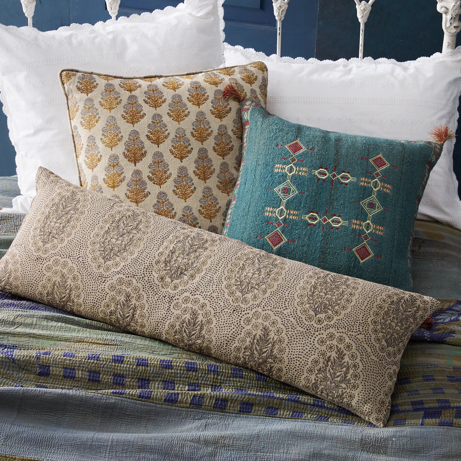 Marigold Bloom Block Print Pillow - Sundance Clothing