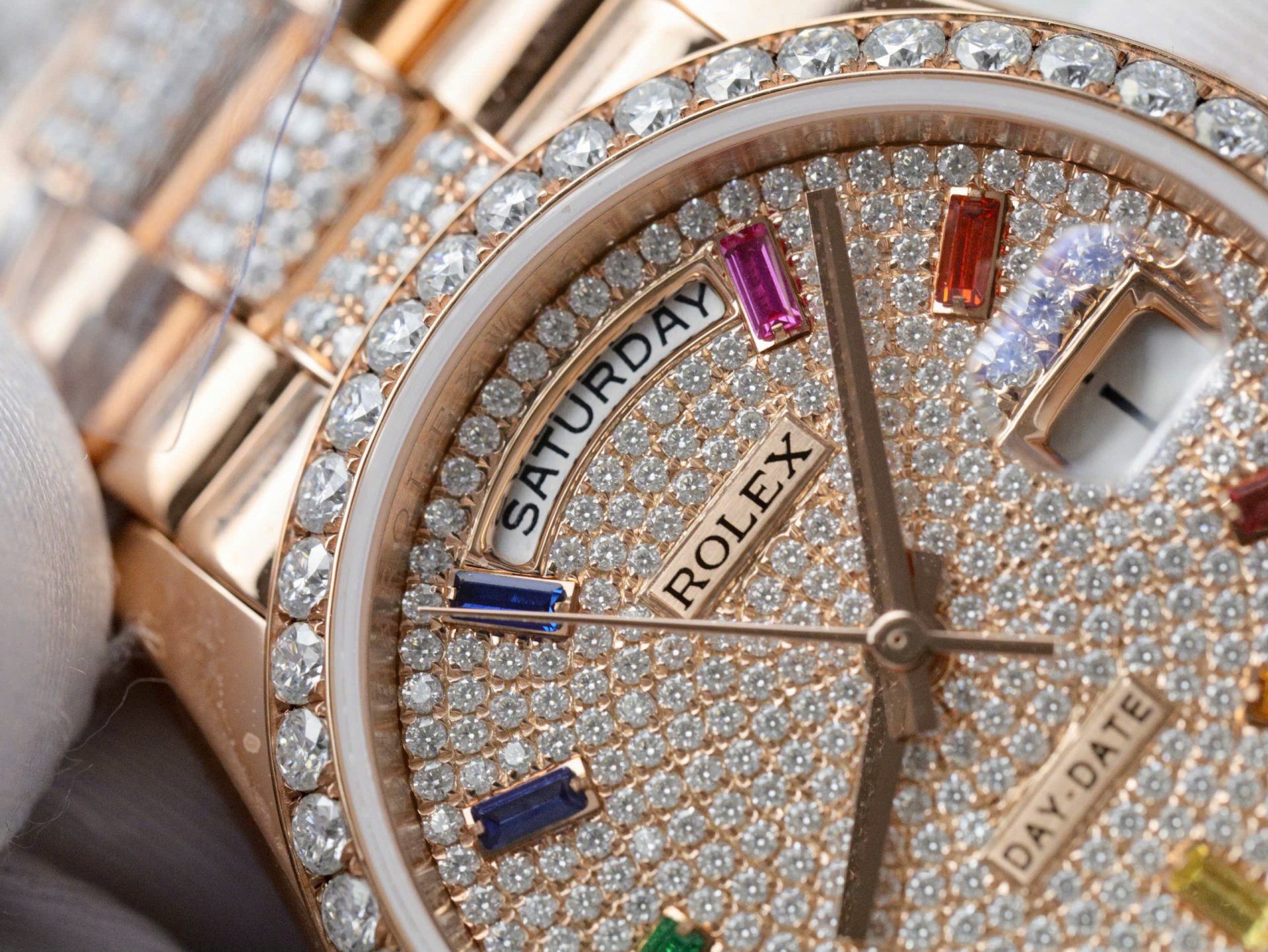 Rolex Day-Date 128395TBR Refined 18K Gold Wrapped   Moissanite Diamonds Best Replicas 36mm - Top club