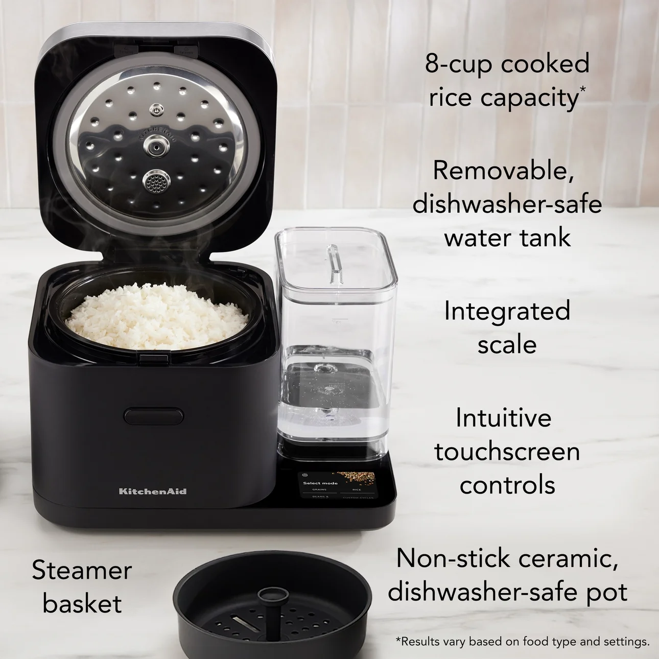 KitchenAid Grain and Rice Cooker 8 Cup with Automatically Sensing Integrated Scale + Water Tank, KGC3155BM - Image 6