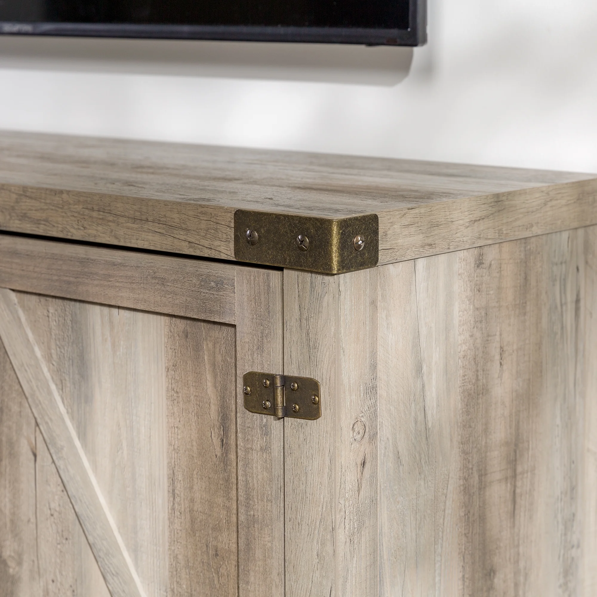 Walker Edison Modern Farmhouse Barn Door TV Stand for TVs up to 65", Grey Wash - Image 24