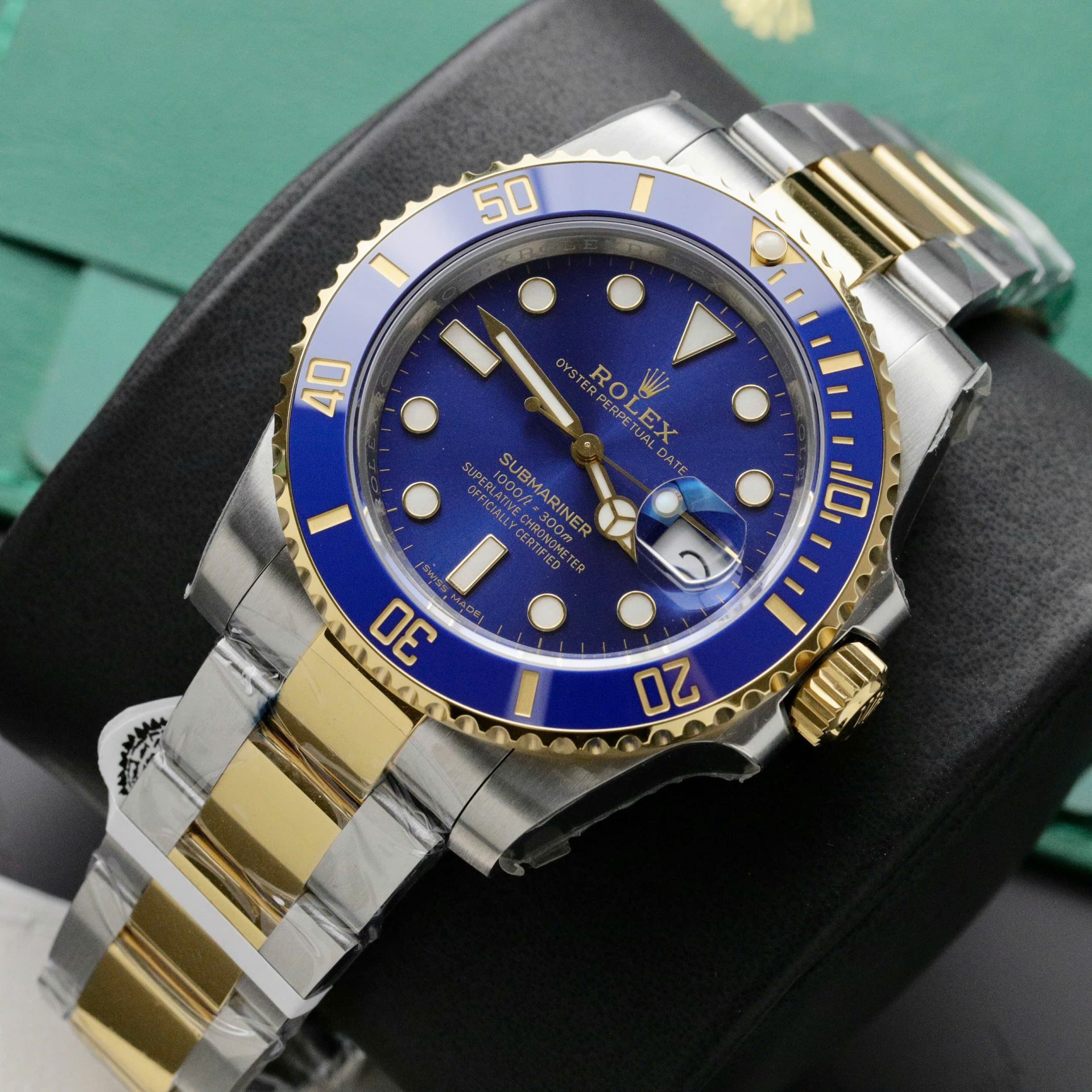 Rolex Submariner Dial Blue Copies Watches Custom Gold Wrapped 40mm - Top club
