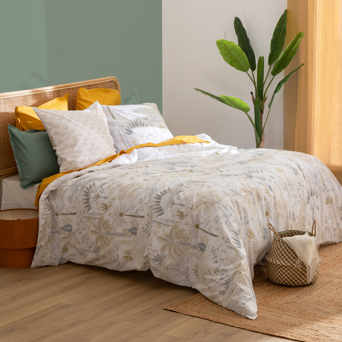 Printed bed set "Sonie" White, 240x220 cm