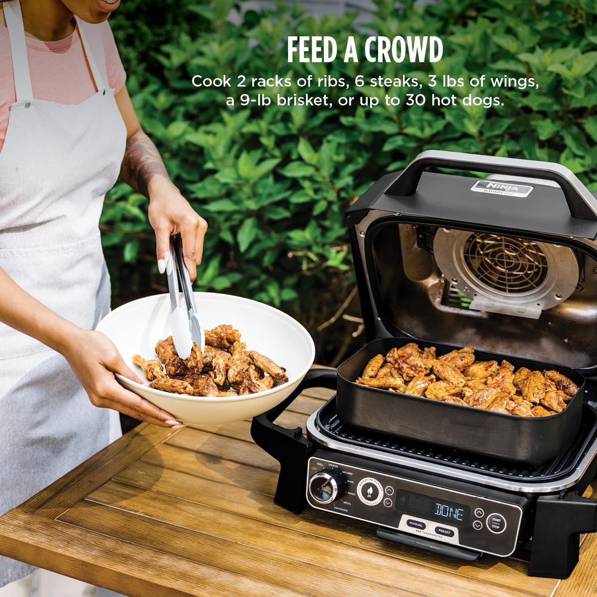 Ninja Woodfire Pro Outdoor Grill, 7-in-1, Grey XL With Built-In Thermometer - OG751 - Image 7 Ninja Woodfire Pro Outdoor Grill, 7-in-1, Grey XL With Built-In Thermometer - OG751 - Image 7