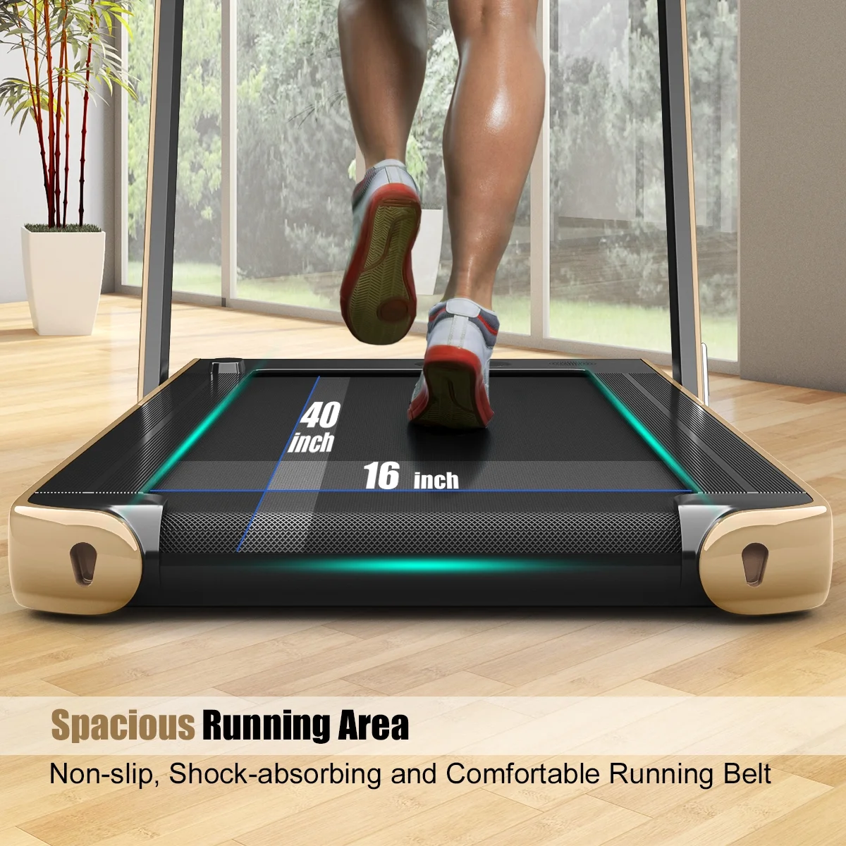 Gymax 2 in 1 Folding Treadmill 2.25HP Running Machine w/ Dual Display APP Control Black - Image 60