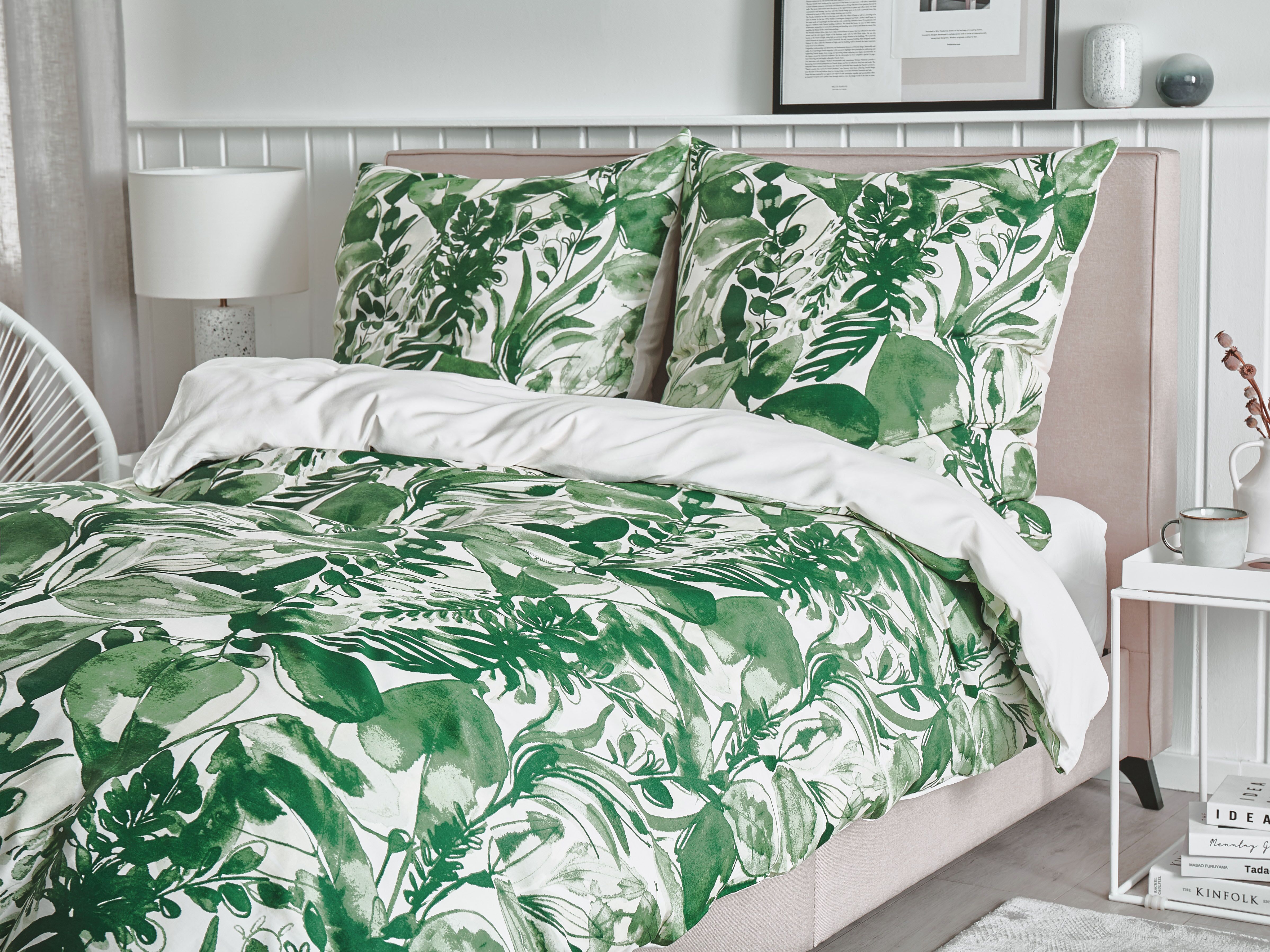 Duvet Cover Set GREENWOOD Sateen Cotton 155 x 220 cm Green