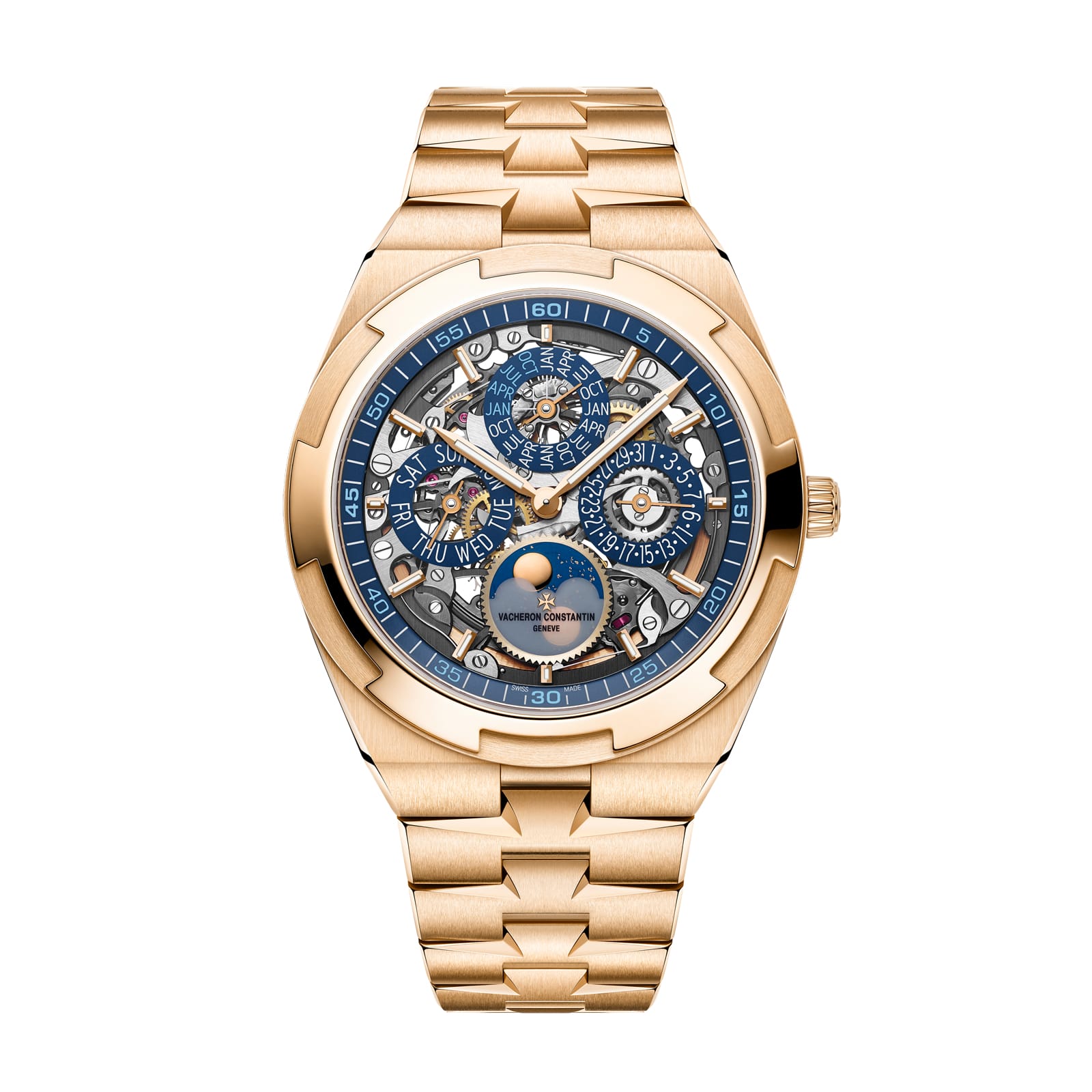 Fake Vacheron Constantin Replica Watch Overseas perpetual calendar ultra-thin skeleton Boutique Exclusive 41.5 MM PINK GOLD 4300V/220R-B642(1:1 replica) - Top club