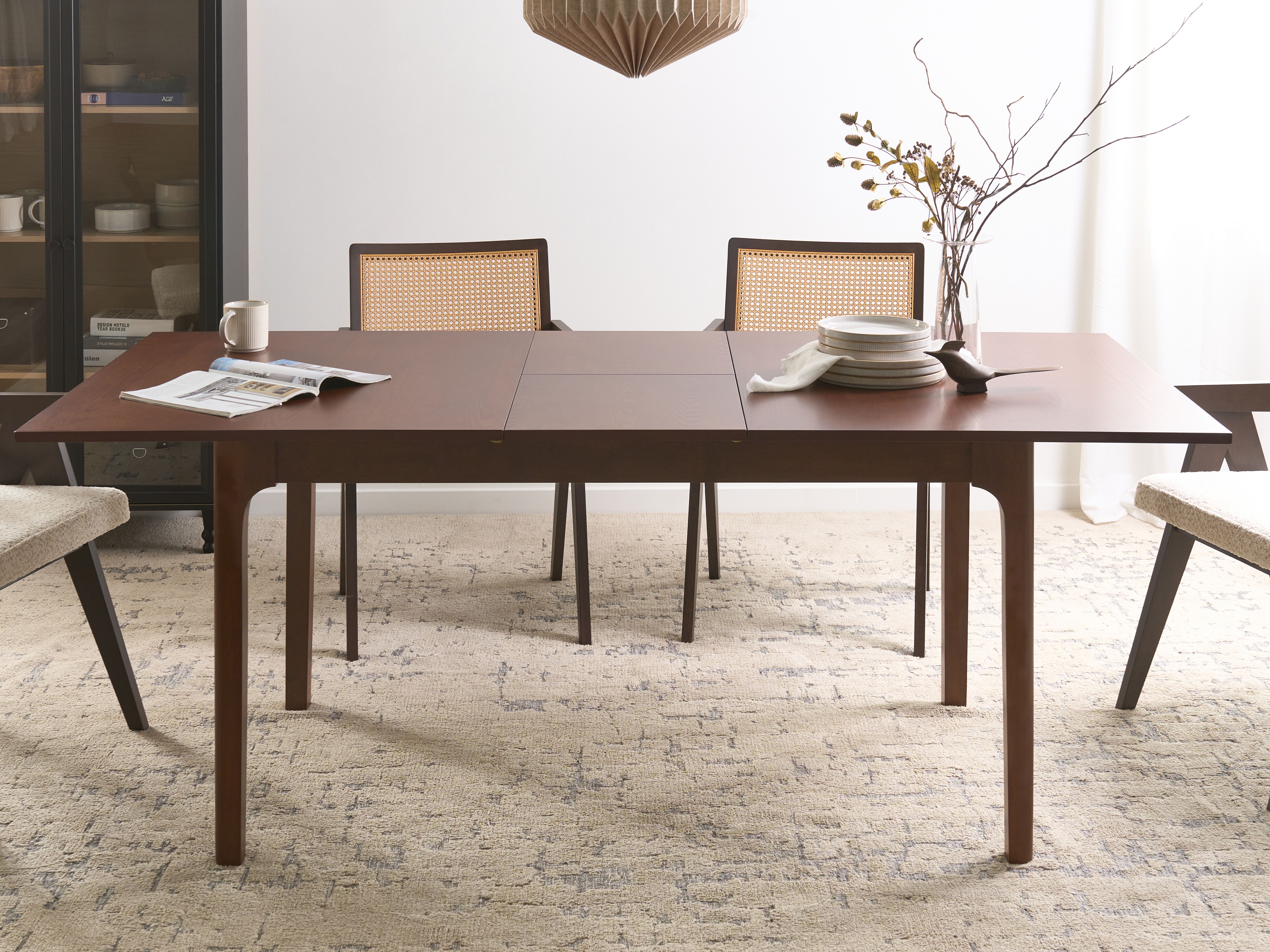 Extending Dining Table DELMAS Dark Ash Wood 160/200 cm 90 cm