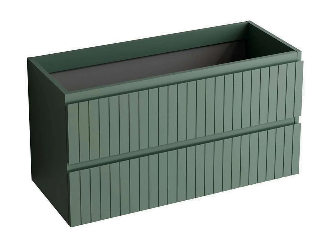 Meuble Salle de Bain GLOW 80cm, Plan Vasque Solid Surface, 2 Tiroirs, Laqué Vert Mint, H 54cm x P 45cm