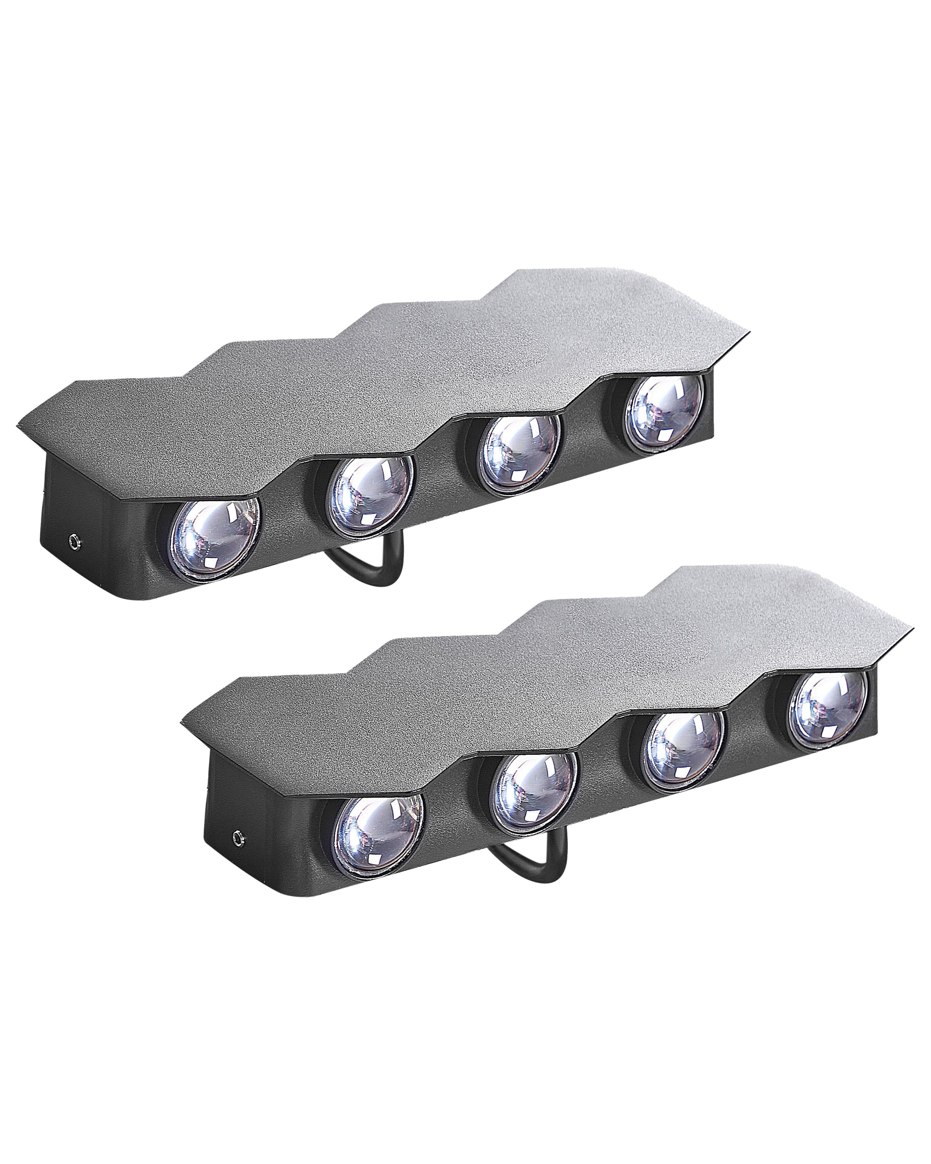 Set of 2 Outdoor LED Wall Lights WELDON Black