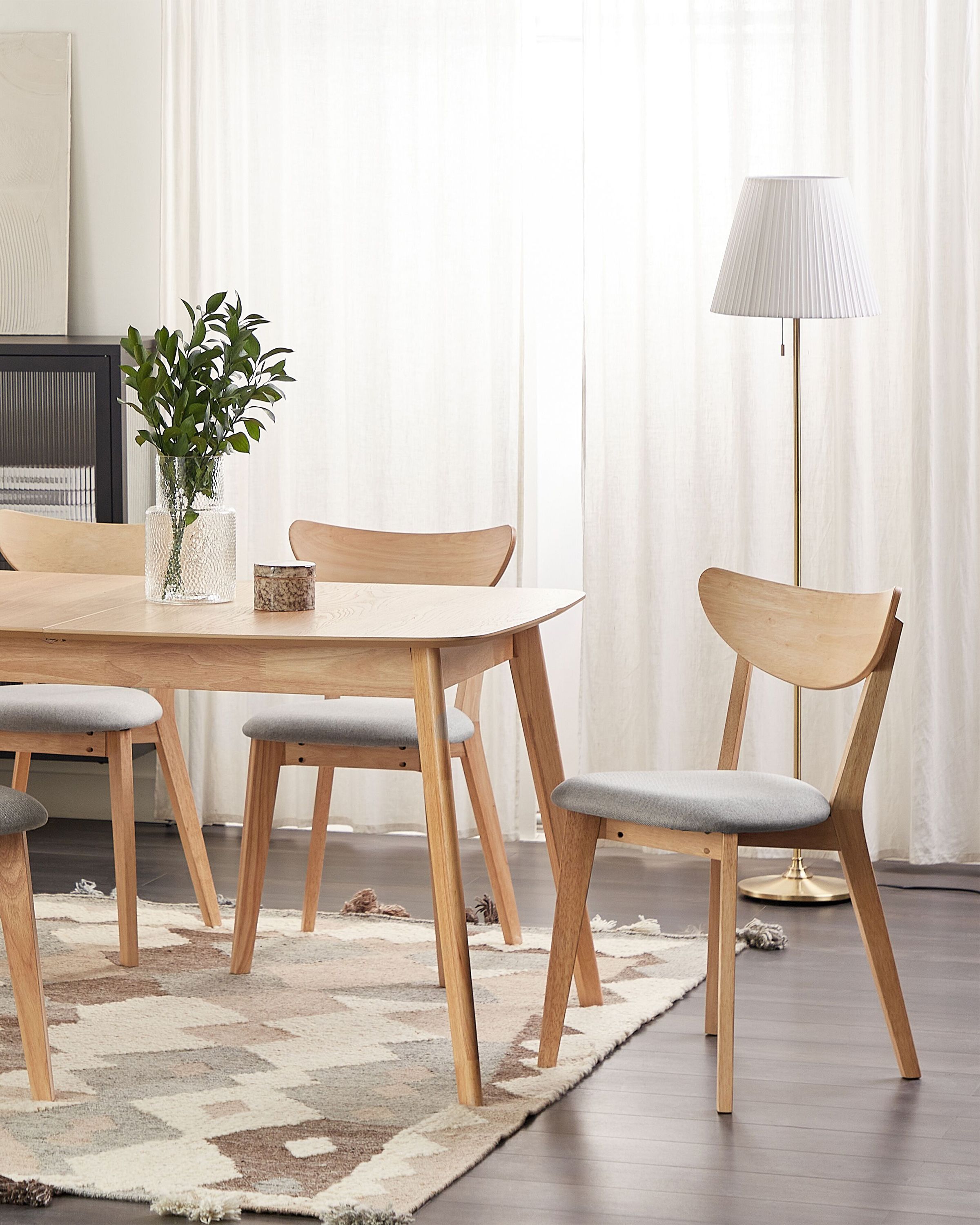 Set of 2 Dining Chairs ERIE Wood Light Brown/ Grey