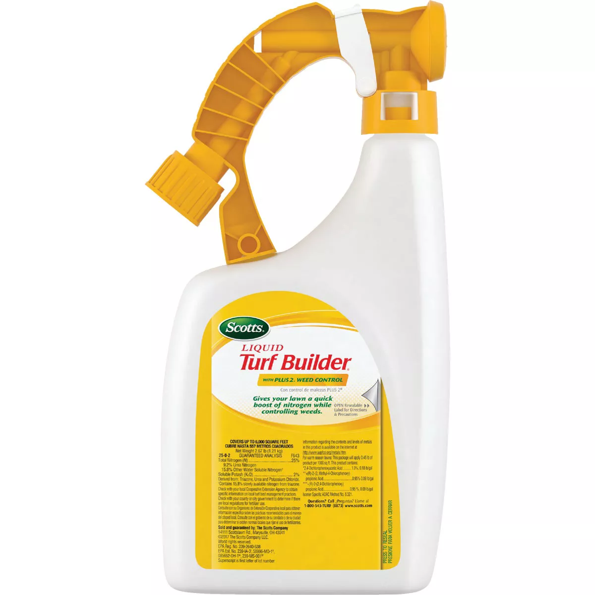 Scotts Turf Builder Weed & Feed 32 Oz. 6000 Sq. Ft. Liquid Lawn Fertilizer with Plus 2 Weed Control
