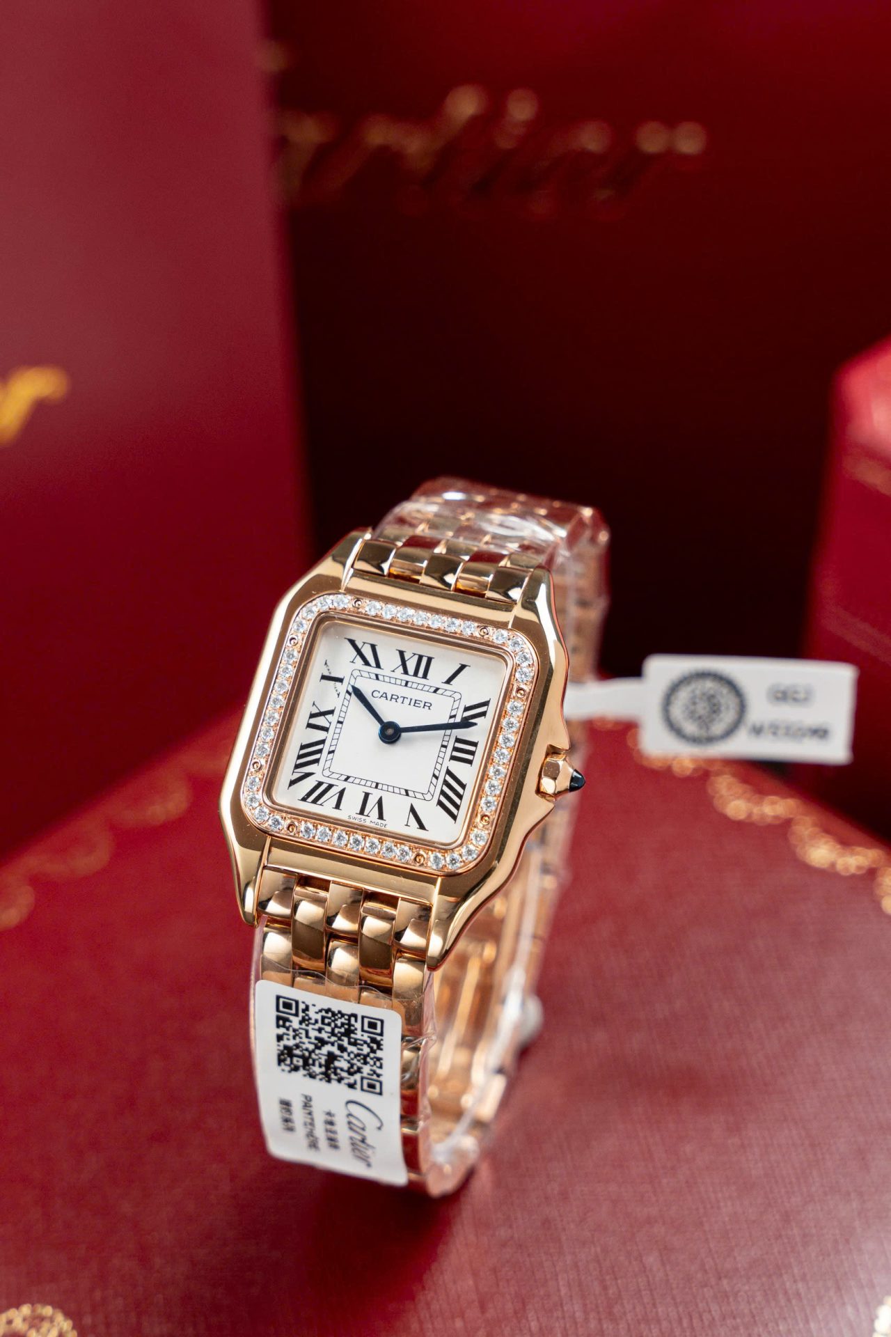Cartier Panthere WJPN0009 Rose Gold Replica Watches Bezel Diamonds Moissanite 27x37mm - Top club
