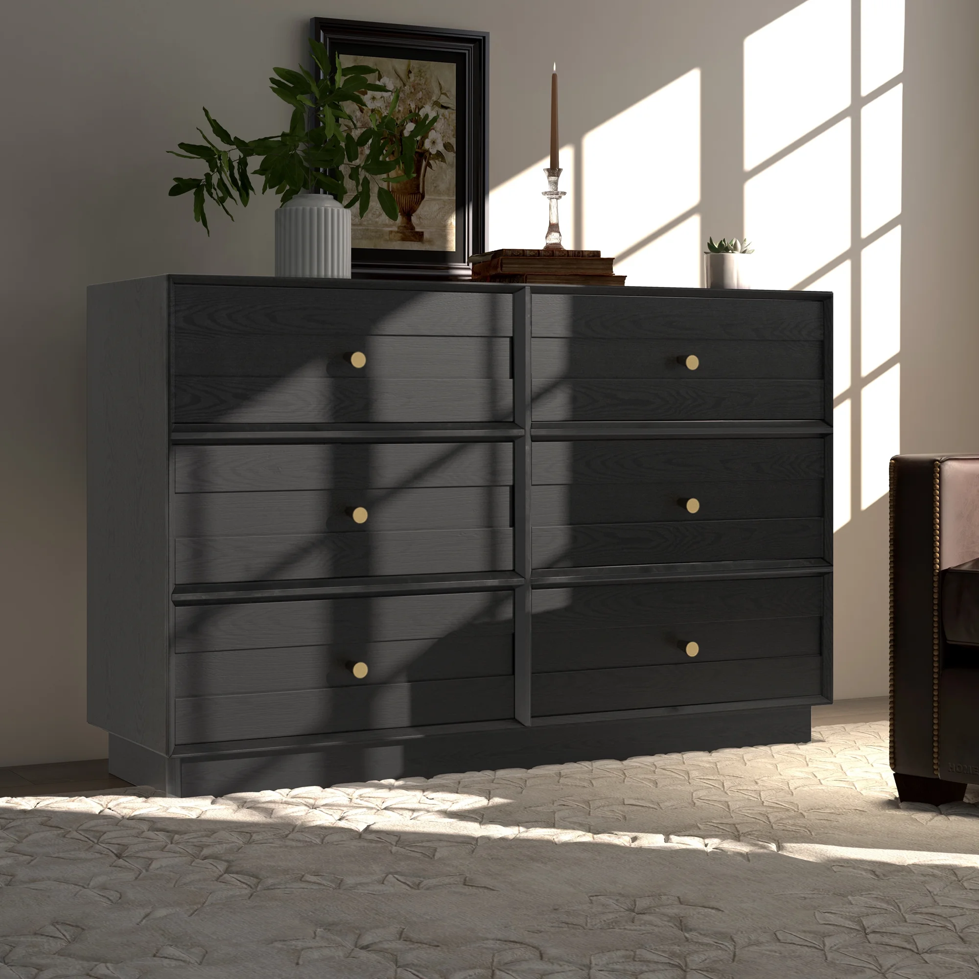 May Color Large White 3 Drawer Dresser Set of 2 with Fluted Panel, Modern Chest of Drawers with Silent Slide Drawers, Wood Accent Nightstand with Storage for Bedroom Living Room, Hallway - Image 19