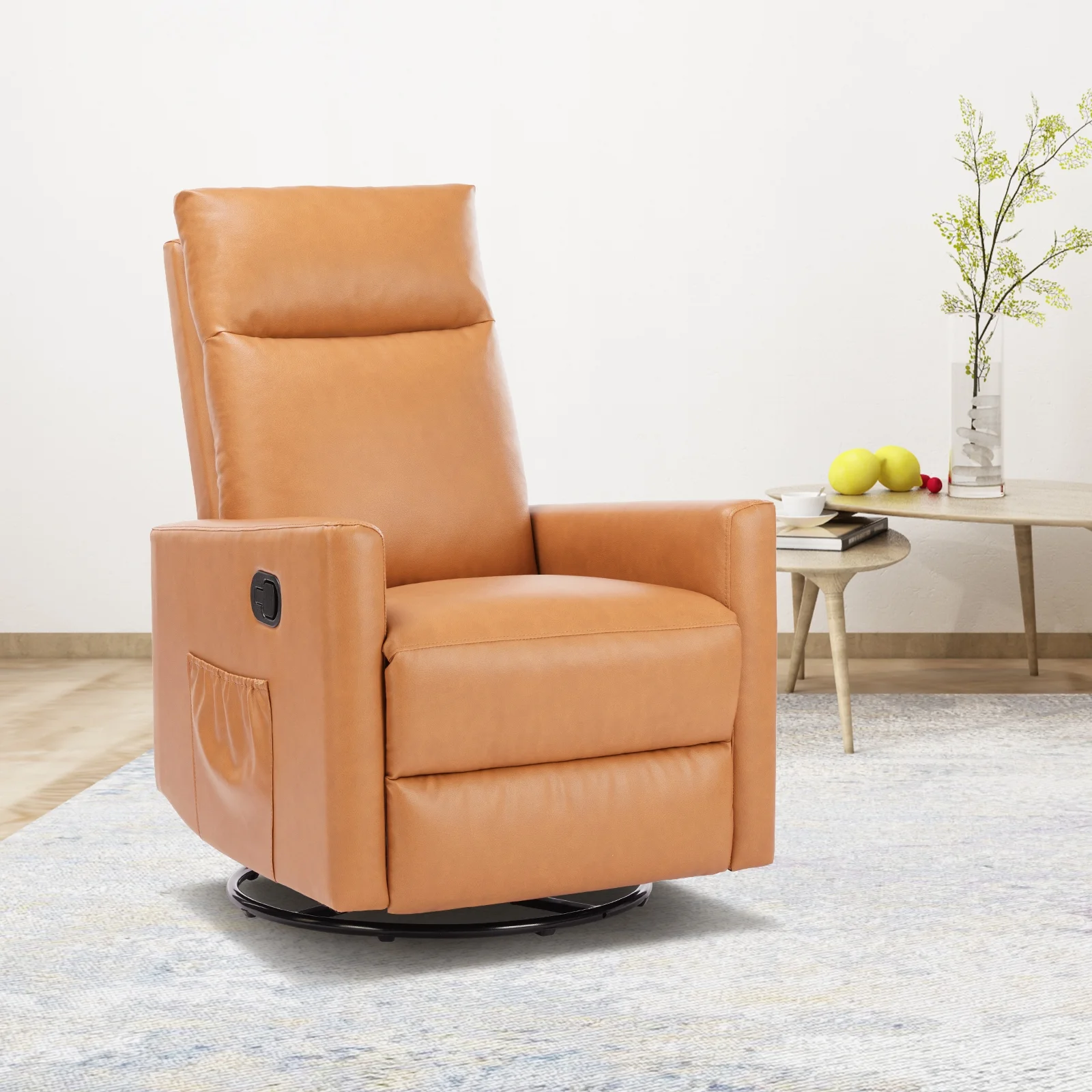 Recliner Message Chair with Footrest, Swivel Rocking Glider, High Back Upholstered Deep Seat for Living Room, Grey - Image 16