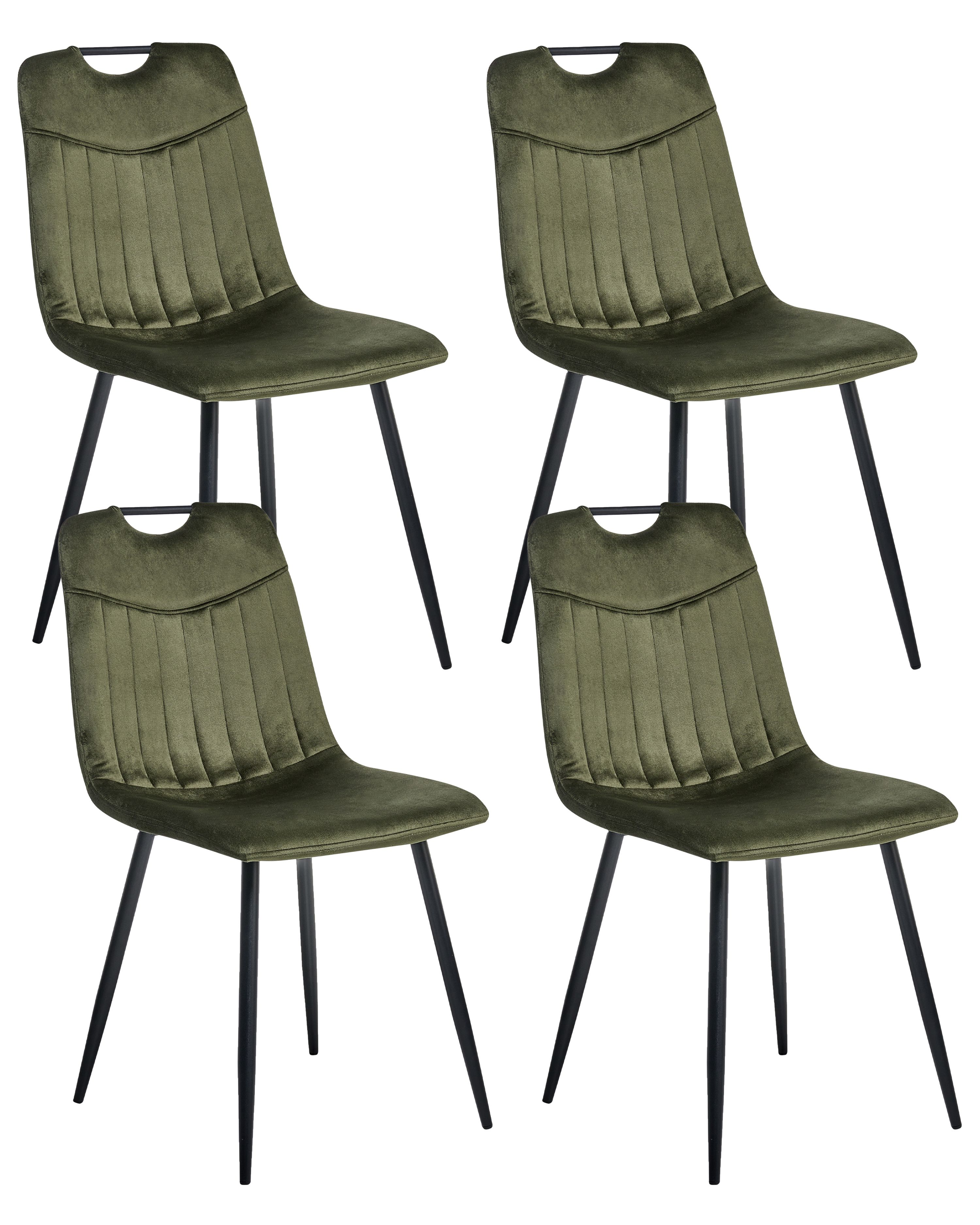 Set of 4 Dining Chairs ARGYLE Velvet Dark Green