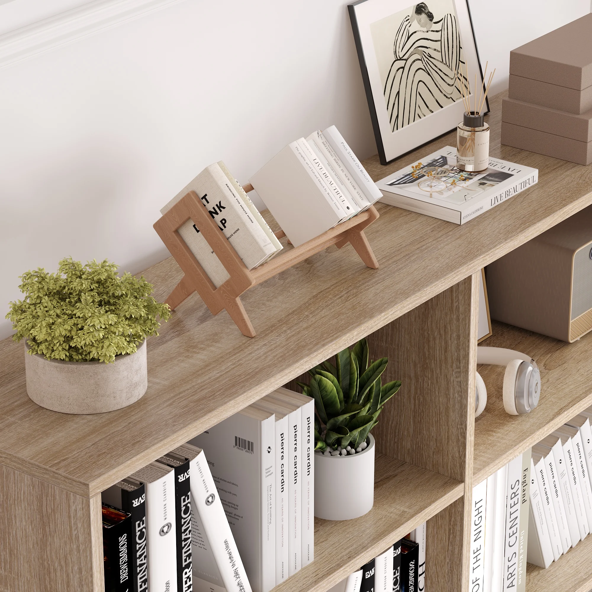 Homfa 74.3�� Double Wide 6-Tier Bookcase, Extra Large Wooden Freestanding Display Bookshelf for Home Office Living Room, White - Image 14