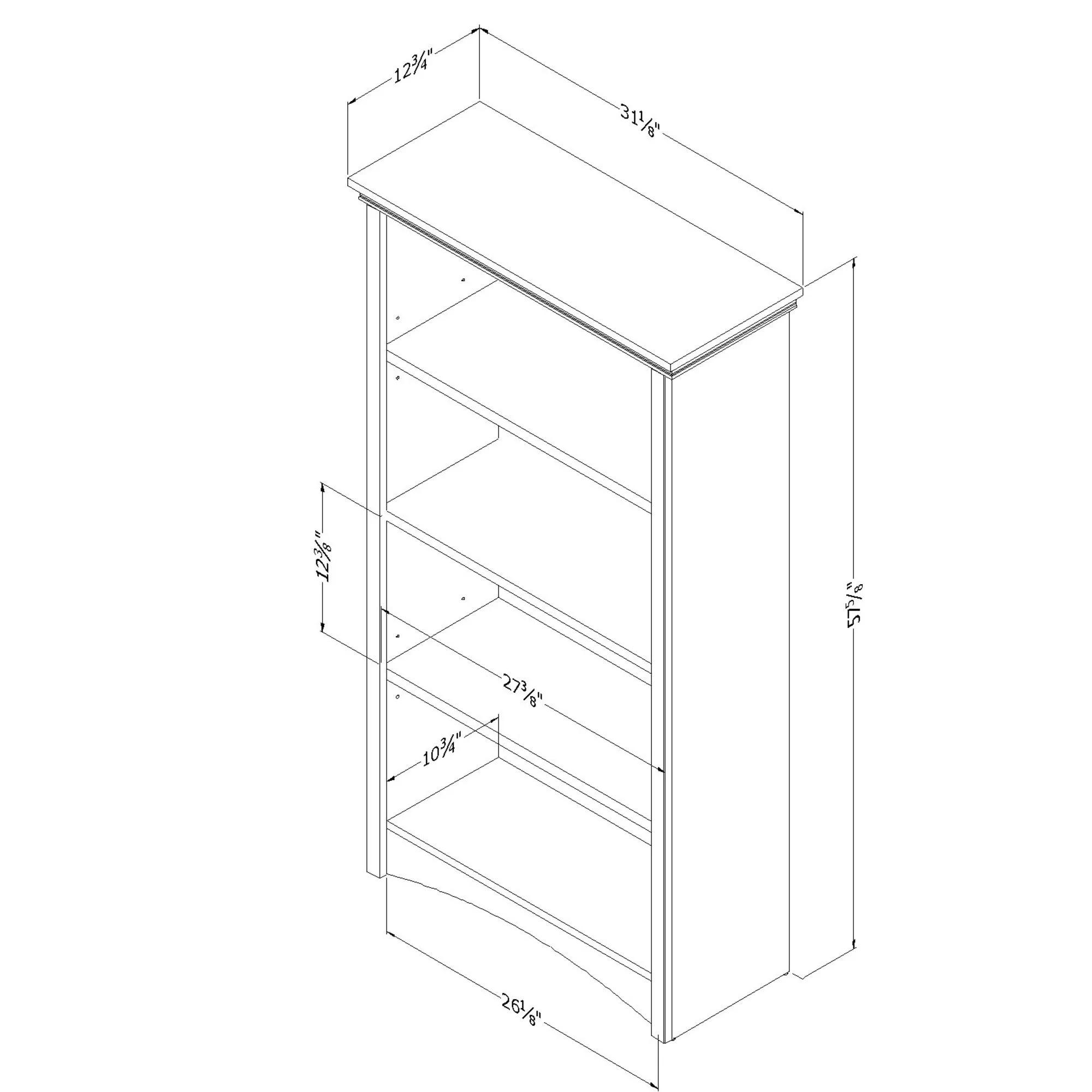Gascony 4-Shelf Bookcase-Rubbed Black-South Shore - Image 13