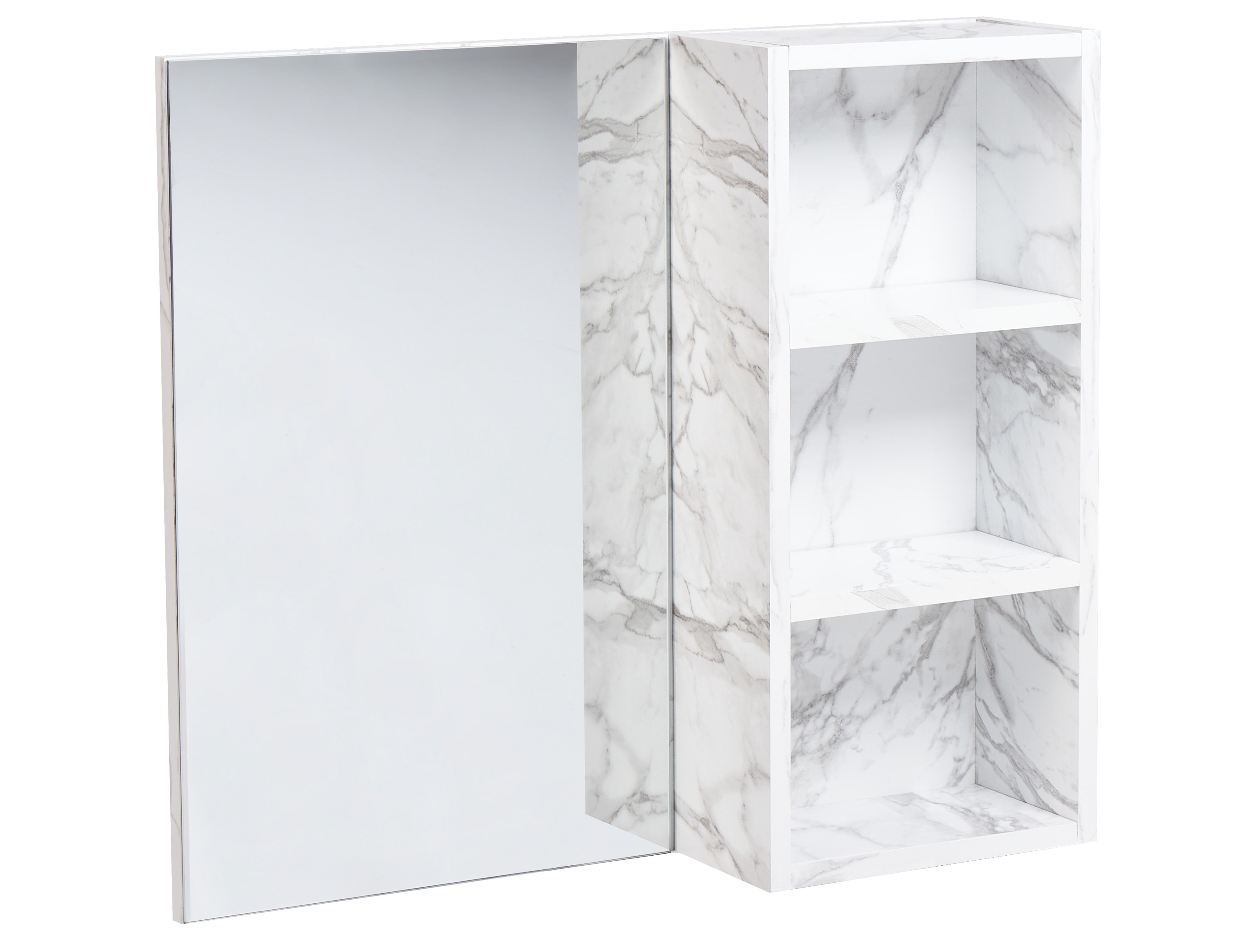 Bathroom Wall Mounted Mirror Cabinet JOINVILLE 60 cm 54 cm White Marble