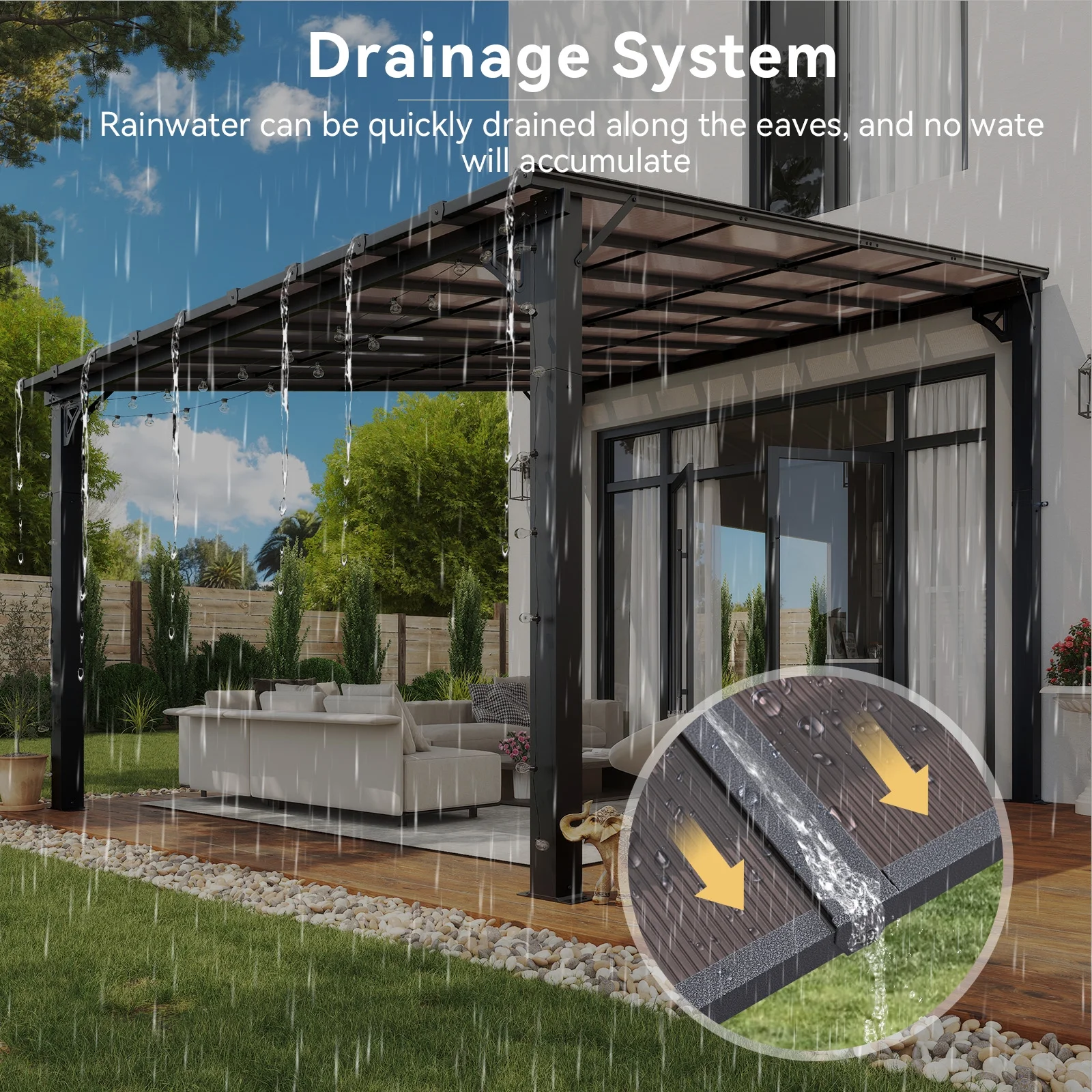 Aoxun 8' x 5' Gazebo for Patio, Gazebo Pergola with Sloped Roof, Grill Gazebo Large Wall-Mounted Heavy Duty Awnings, for Backyard, Deck, Patio - Image 38